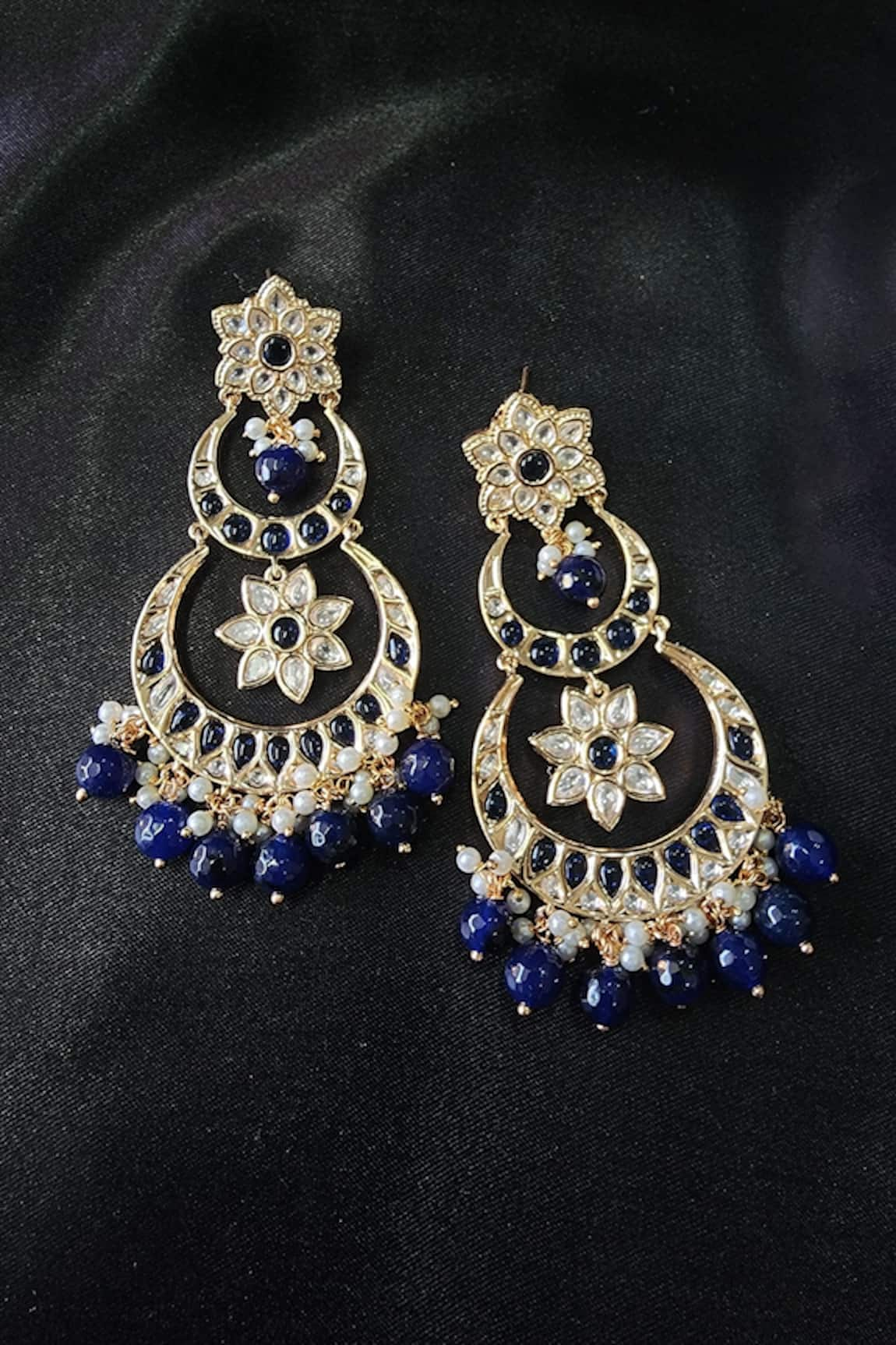 The Bling Girll Kira Petals Stone Studded Chandbali Earrings