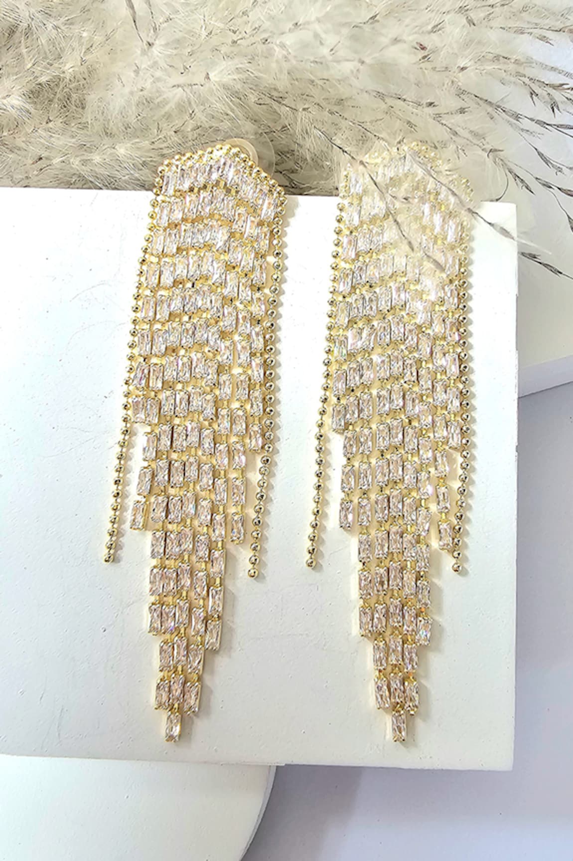 The Bling Girll Rhinestone Crystal Tassel Earrings