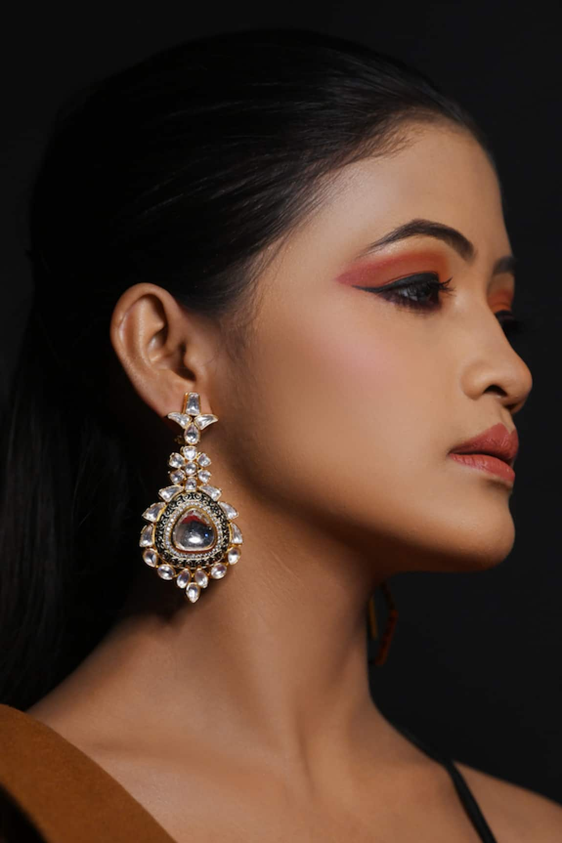 The Bling Girll Stellar Bloom Kundan Polki Dangler Earrings