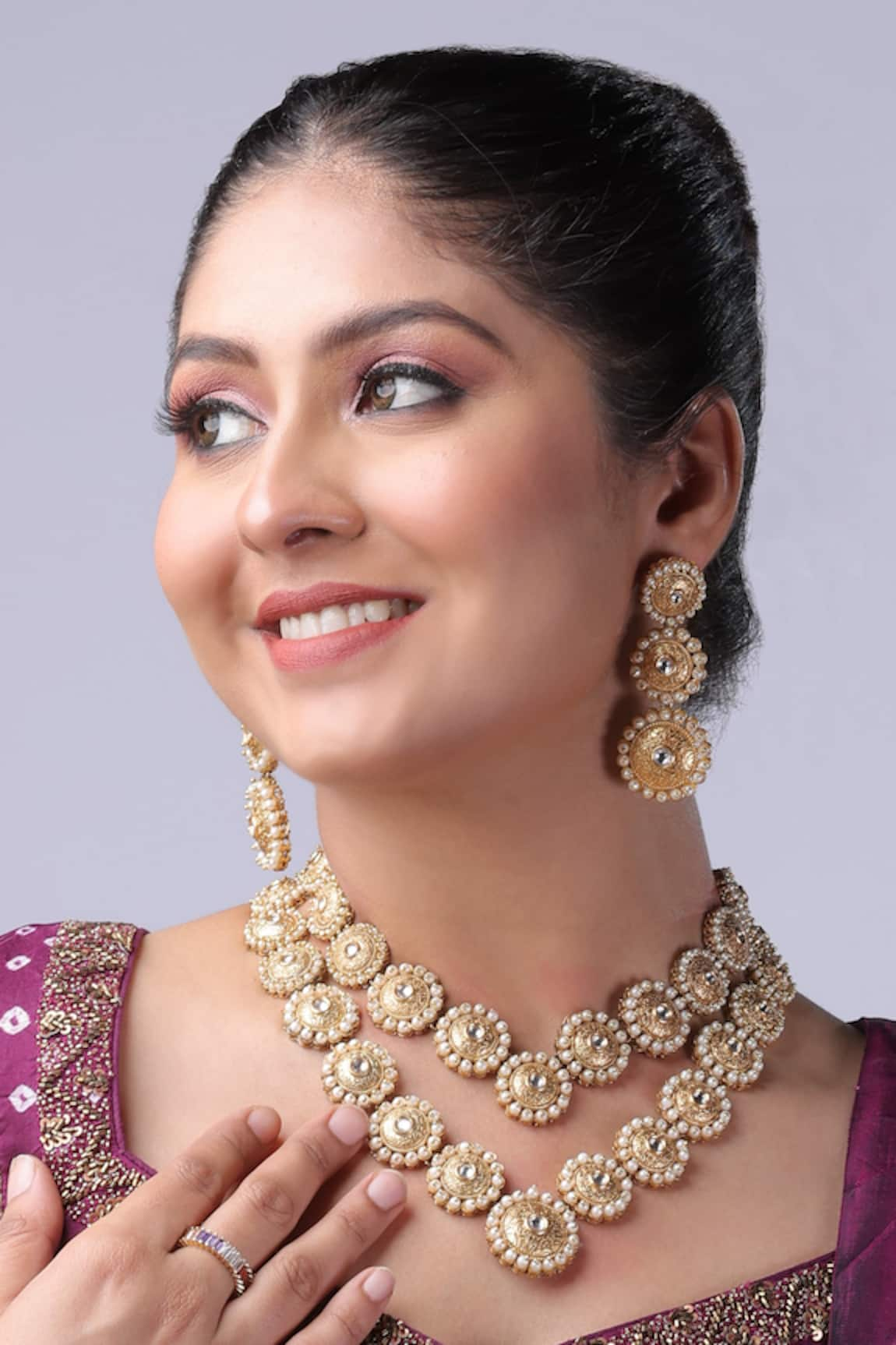 Buy Gold Plated Kira Petals Stone Studded Chandbali Earrings by The Bling  Girll Online at Aza Fashions.