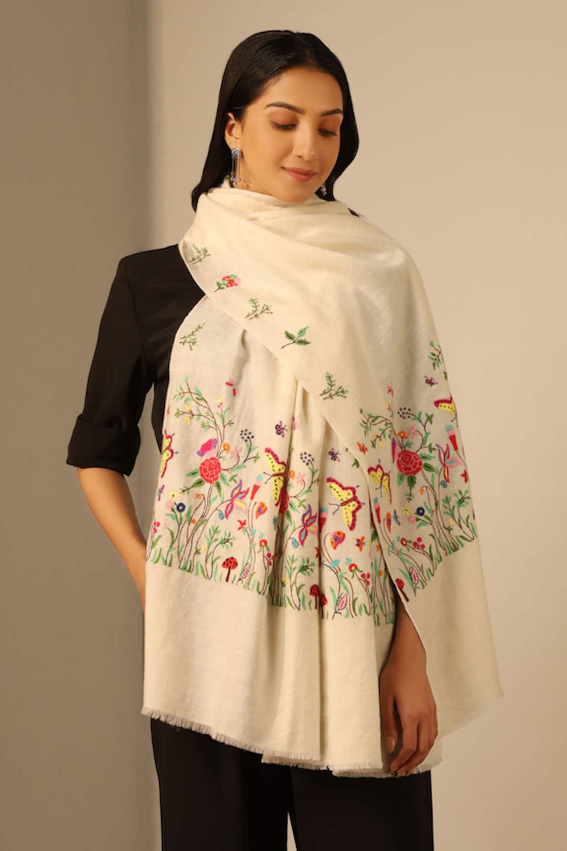 Dusala Ekantika Butterfly Bloom Pashmina Shawl 