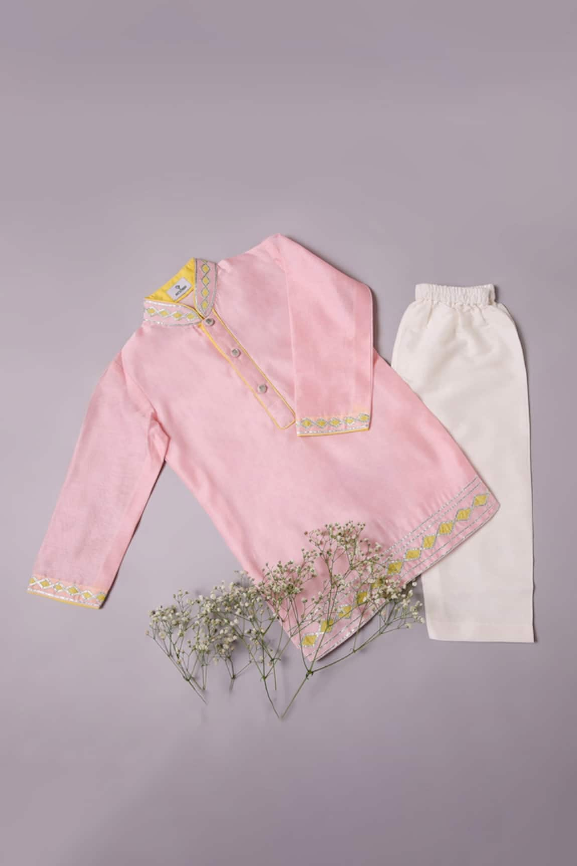 Mockingbird Patchwork Embroidered Kurta With Pyjama