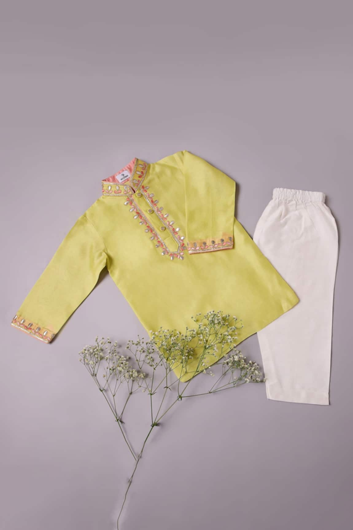 Mockingbird Floral Resham Embroidered Kurta With Pyjama