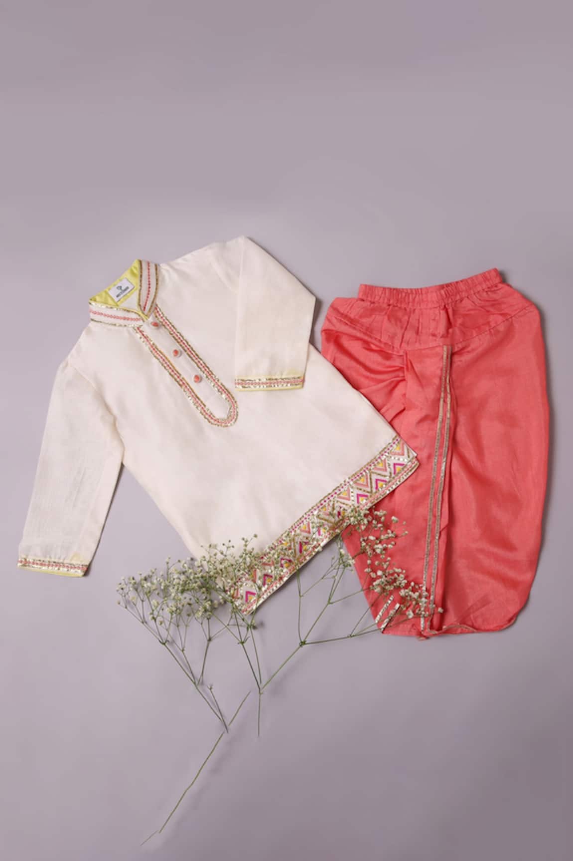 Mockingbird Chanderi Silk Sequin Embellished Kurta With Dhoti Pant