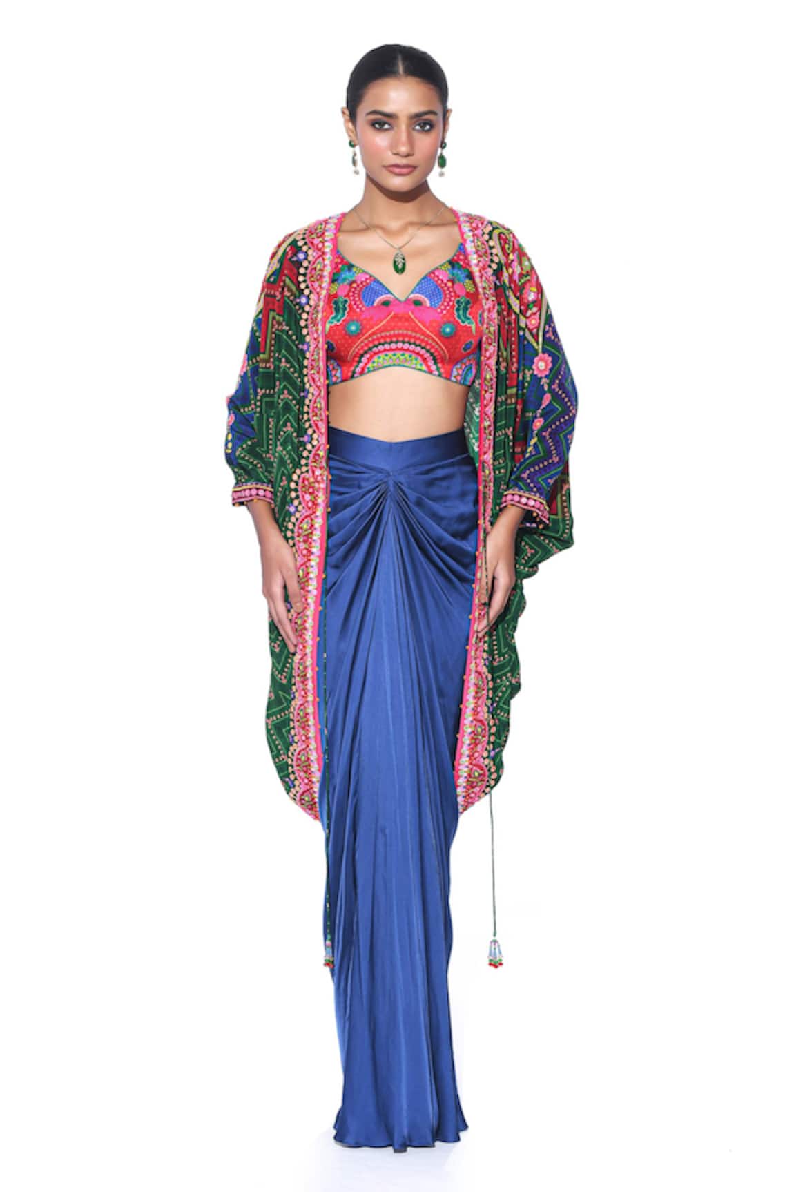 Siddhartha Bansal Floral Embroidered Shrug Skirt Set