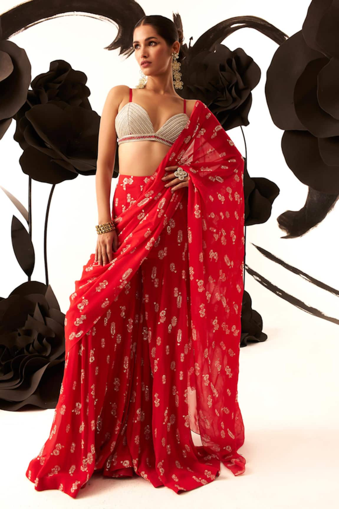 Bhumika Sharma Floret Palazzo Saree With Bustier