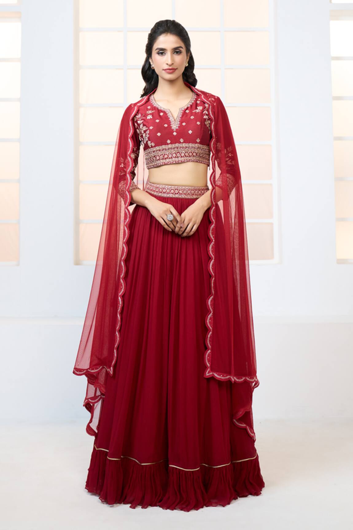 Aariyana Couture Embroidered Blouse Frill Lehenga Set