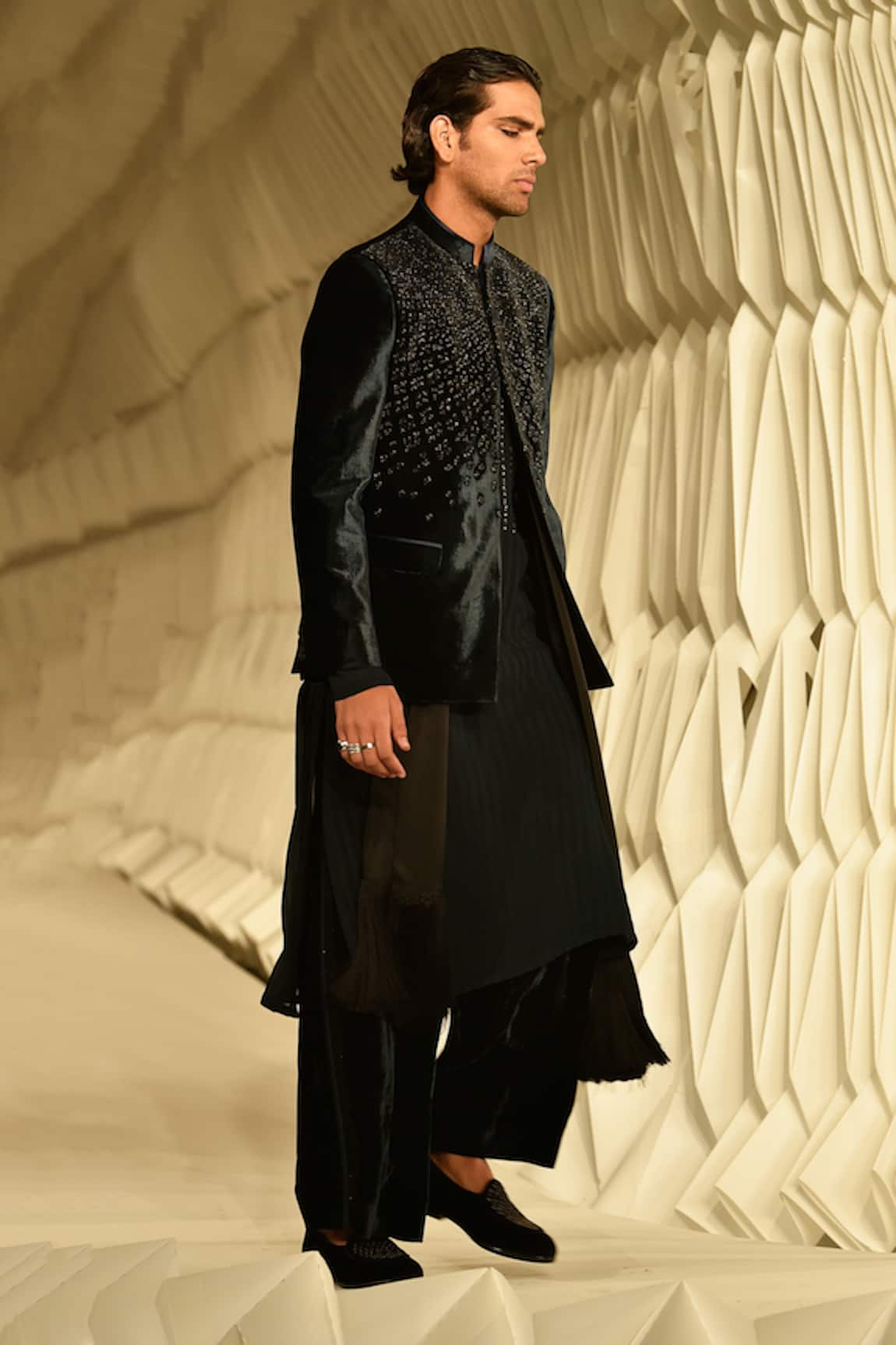 Rohit Gandhi + Rahul Khanna Astragal Metallic Embroidered Bandhgala 