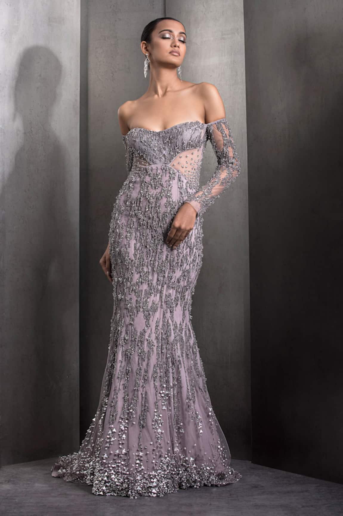 Rohit Gandhi + Rahul Khanna Crystal Embroidered Mermaid Gown