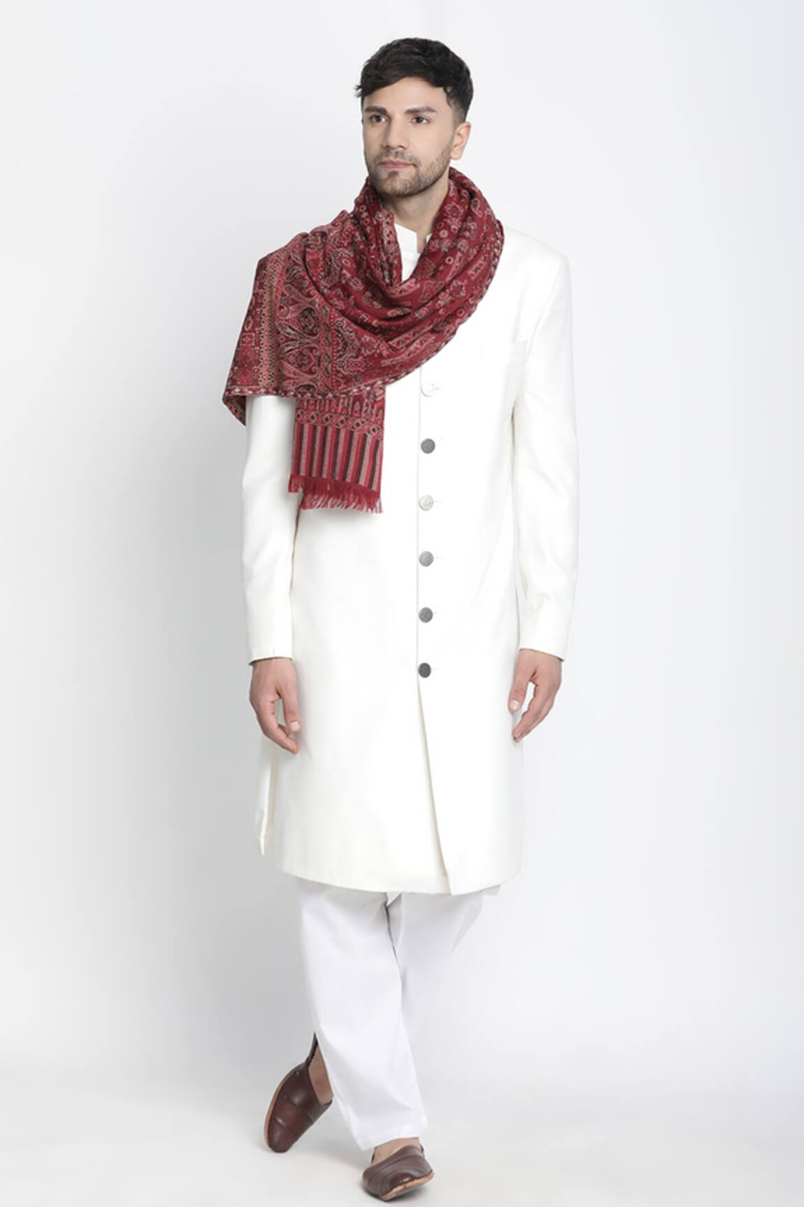 Shingora Hussain Metallic Floral Woven Muffler 
