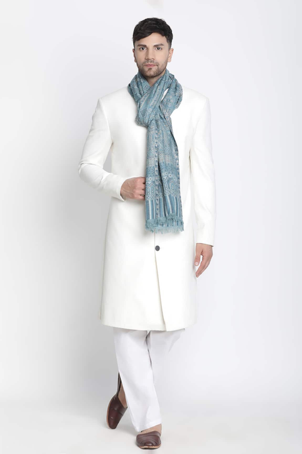 Shingora Designer Woven Muffler with Tassel Border 