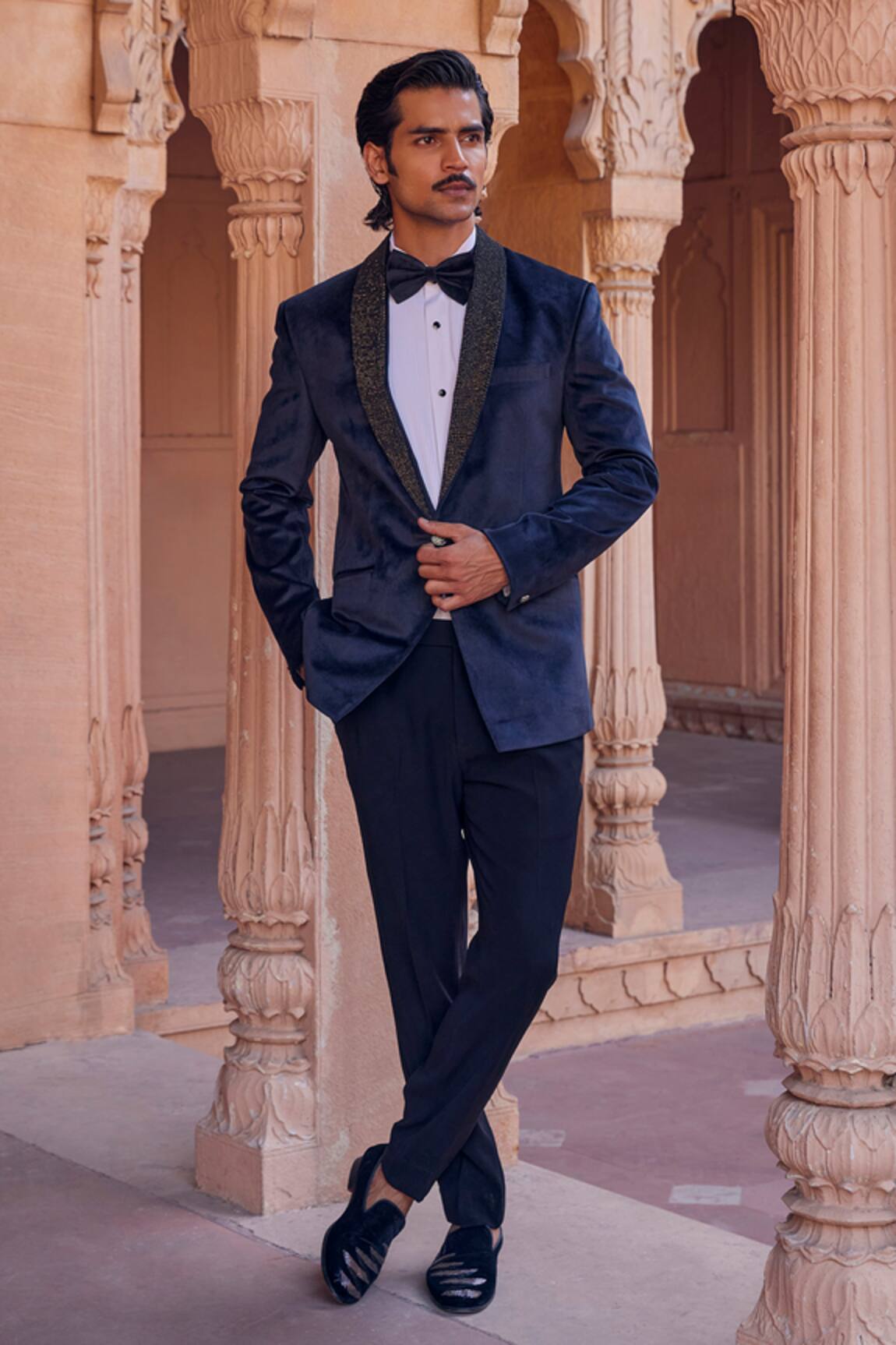 Studio Bagechaa Timeless Embroidered Notched Lapel Collar Tuxedo
