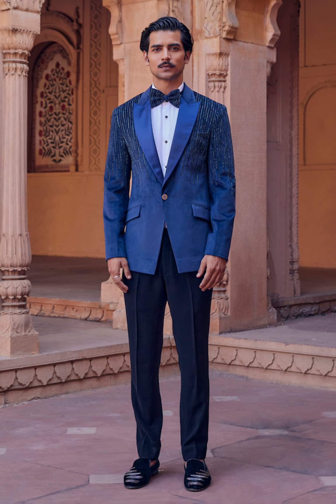 Studio Bagechaa Orchid Striped Cut Dana Embroidered Tuxedo