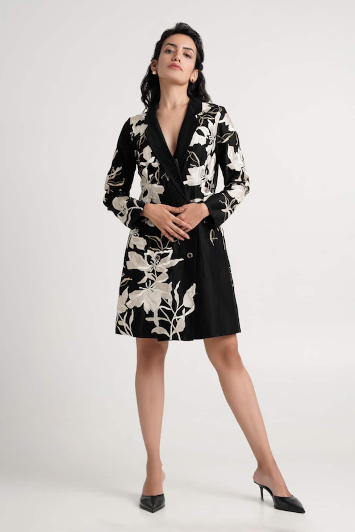 Madder Much Lucas Overlap Embroidered Blazer Dress