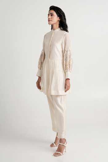 MADDER MUCH Abe Pleated Embroidered Tunic & Pant Set 