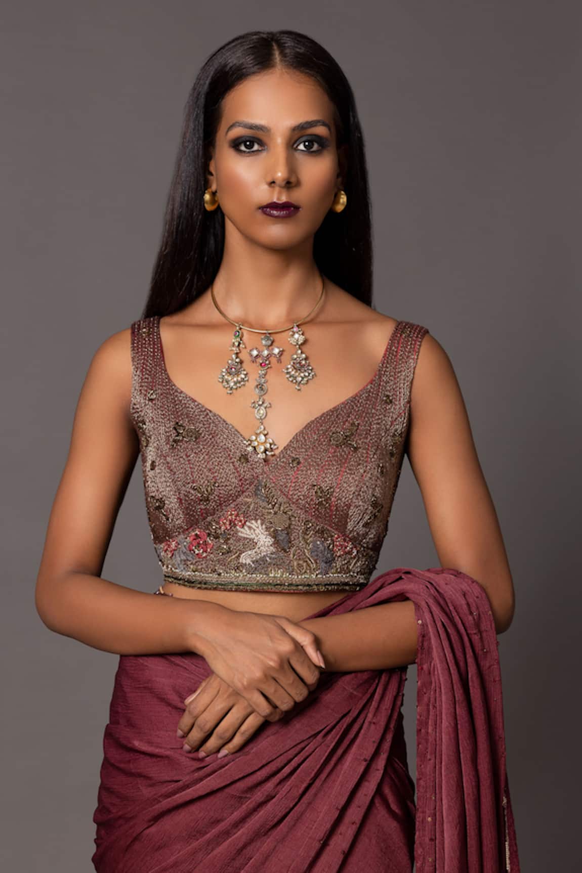 A Humming Way Namib Metallic Embroidered Blouse 