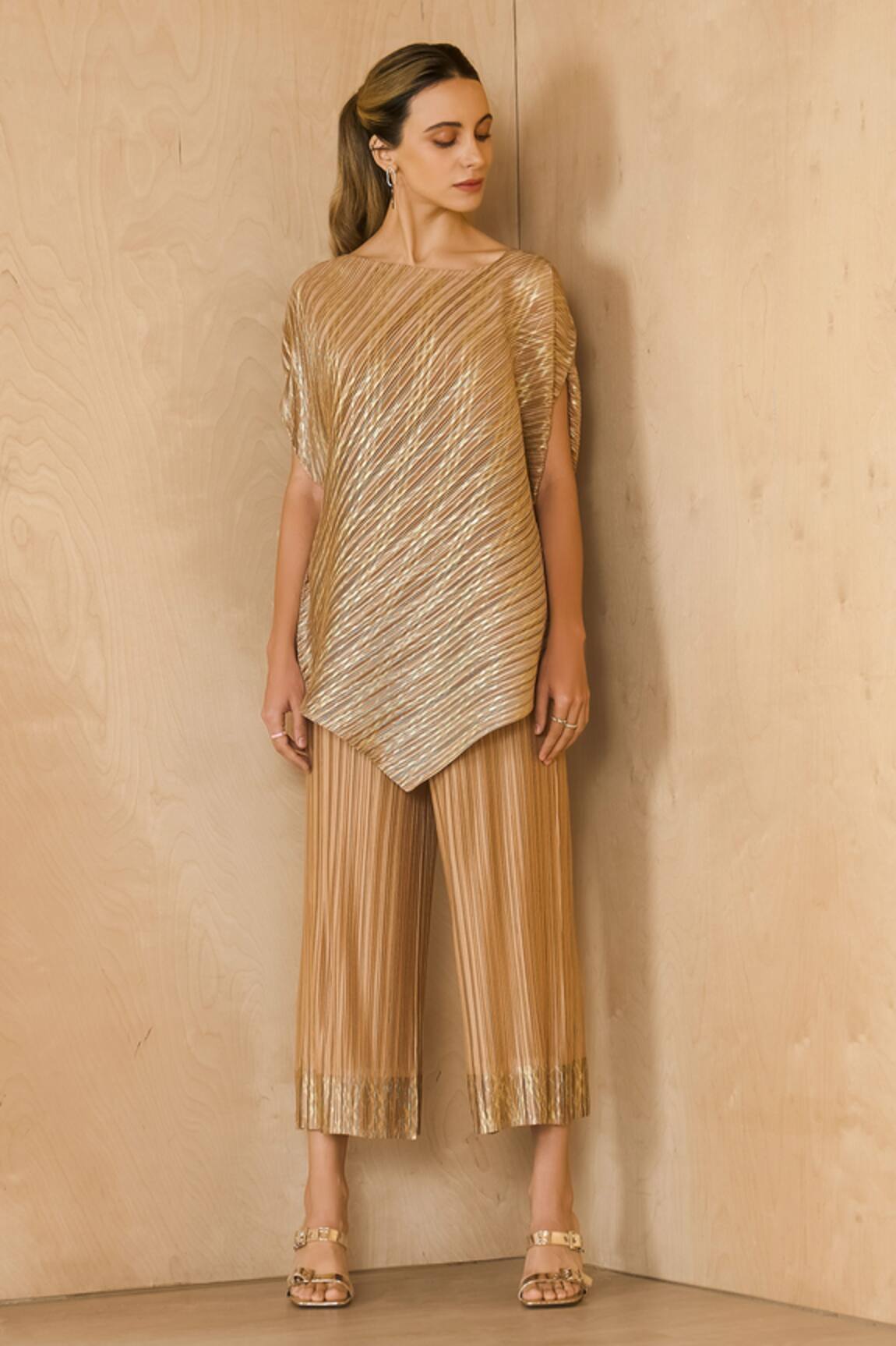 Pleats by Aruni Asymmetric Top With Pant 