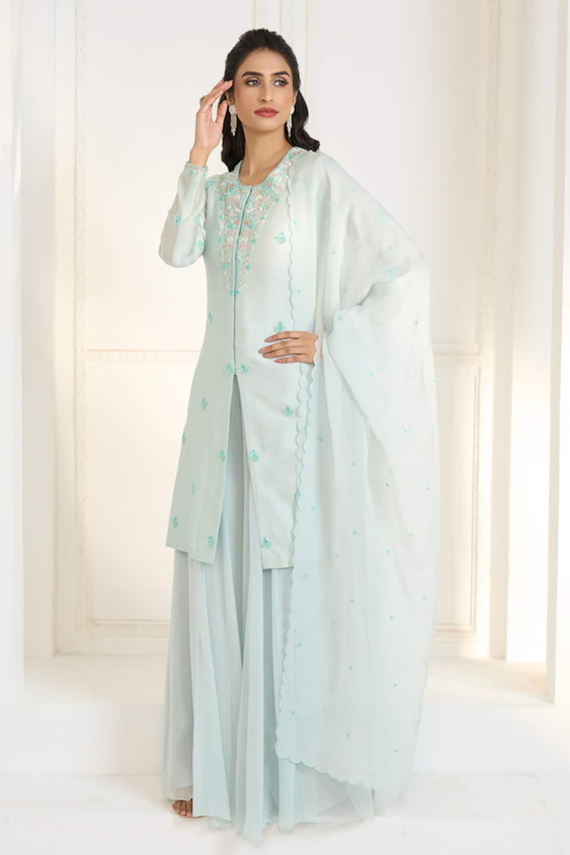 Aariyana Couture Floral Hand Embroidered Kurta Sharara Set