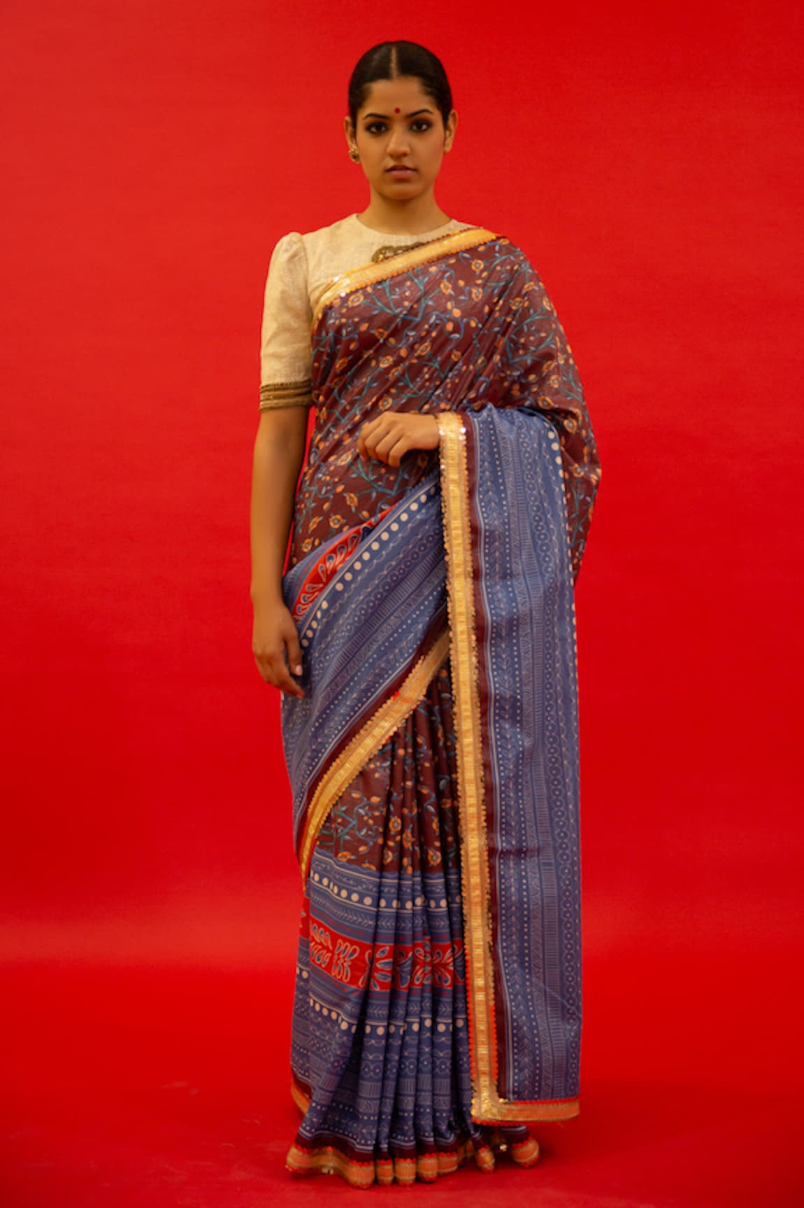 Saksham Neharicka Eiti Floral Print Saree With Unstitched Blouse Piece