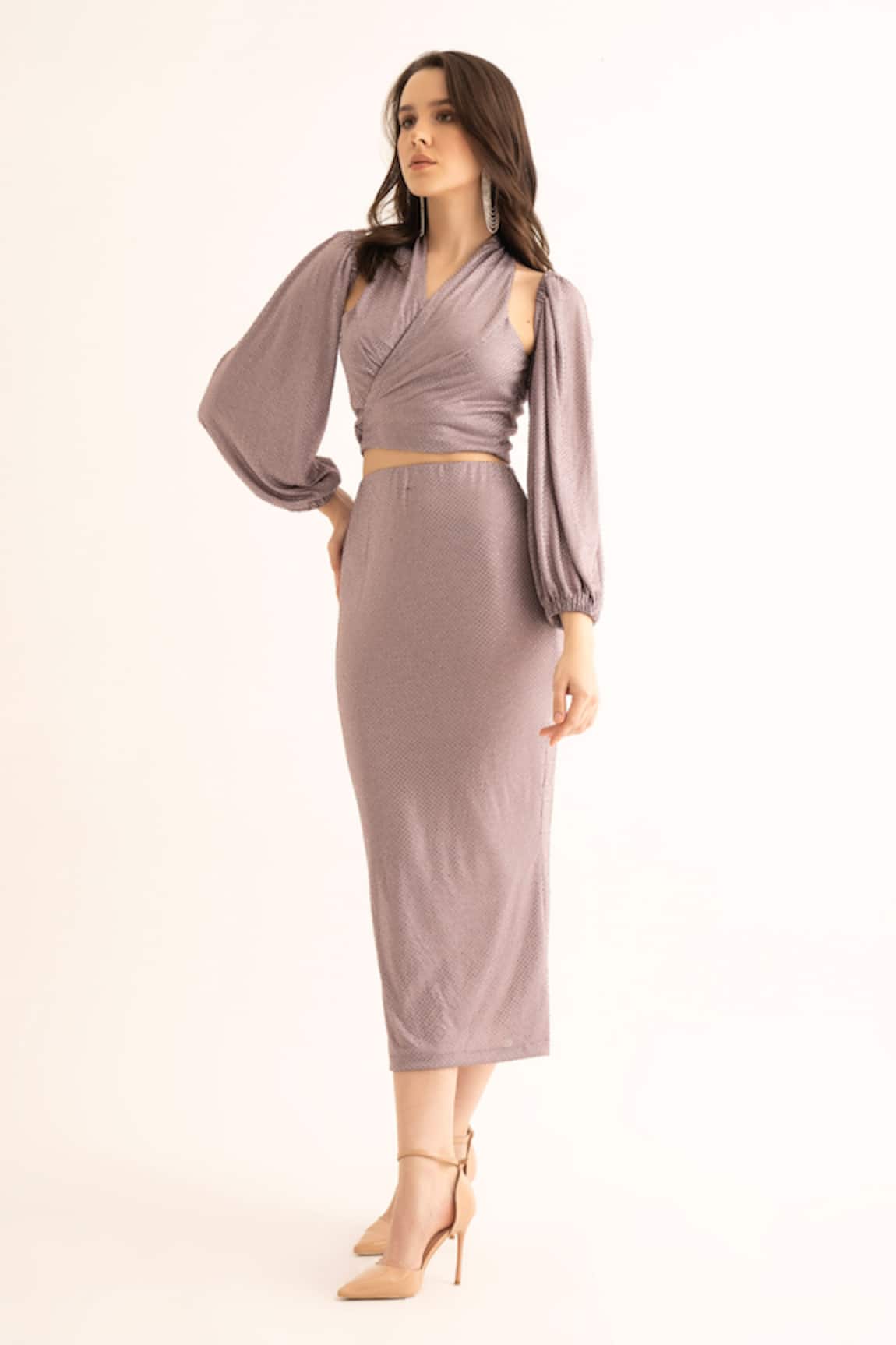 Torqadorn Rhinestone Studded Midi Skirt 