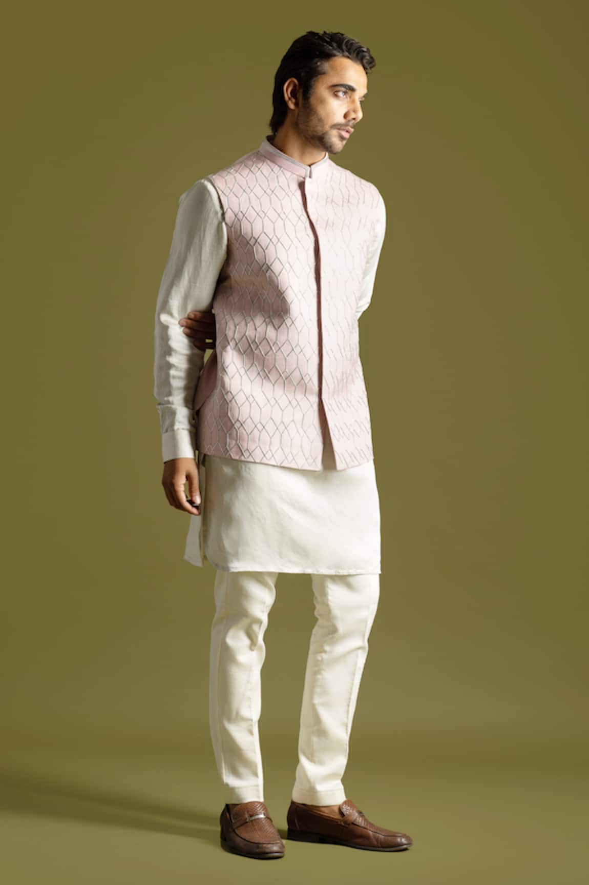 Paarsh Leather Cord Embroidered Nehru Jacket Set