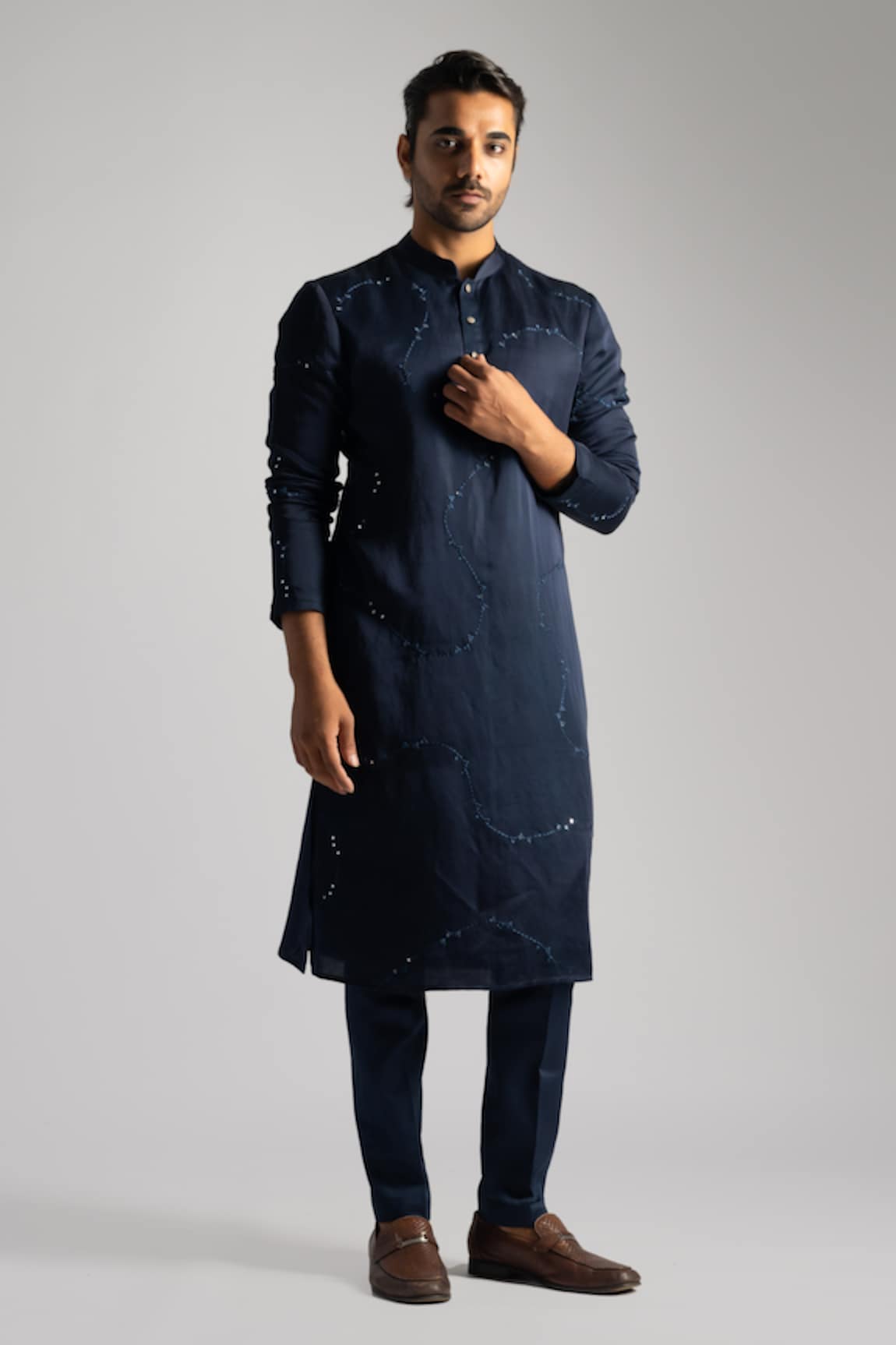 Paarsh Thread Wave Embroidered Kurta With Pant Pyjama