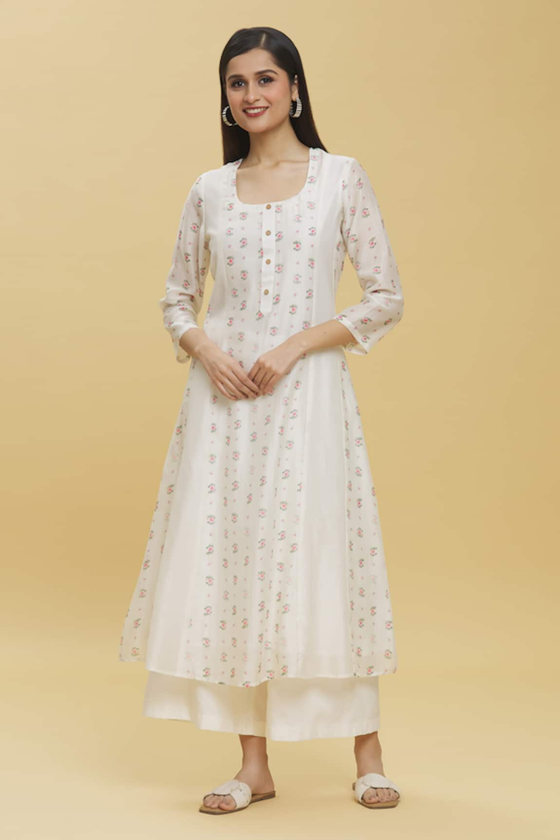 TINA EAPEN COLLECTIVE Rose Print Anarkali & Flared Pant Set