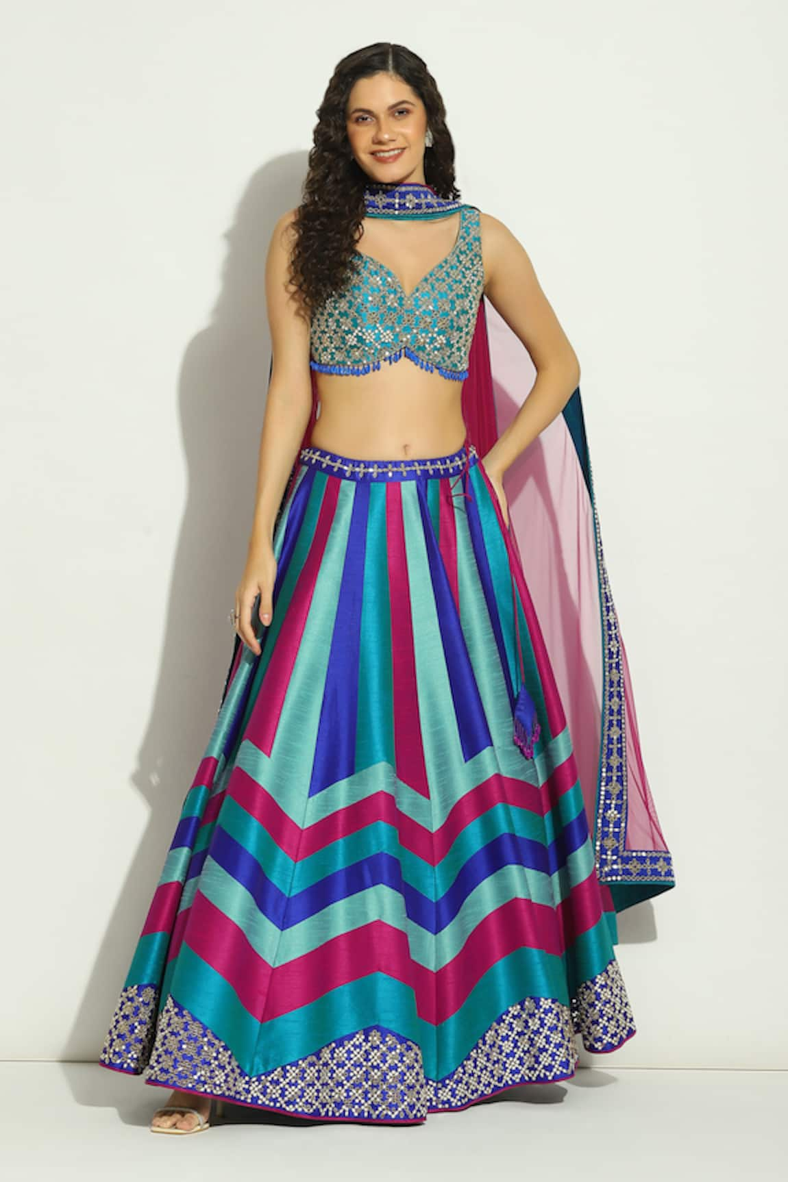 Vandana Sethi Chevron Pattern Lehenga Set