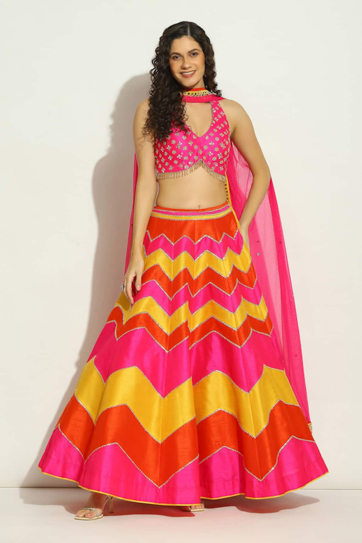 Vandana Sethi Chevron Embroidered Lehenga Set