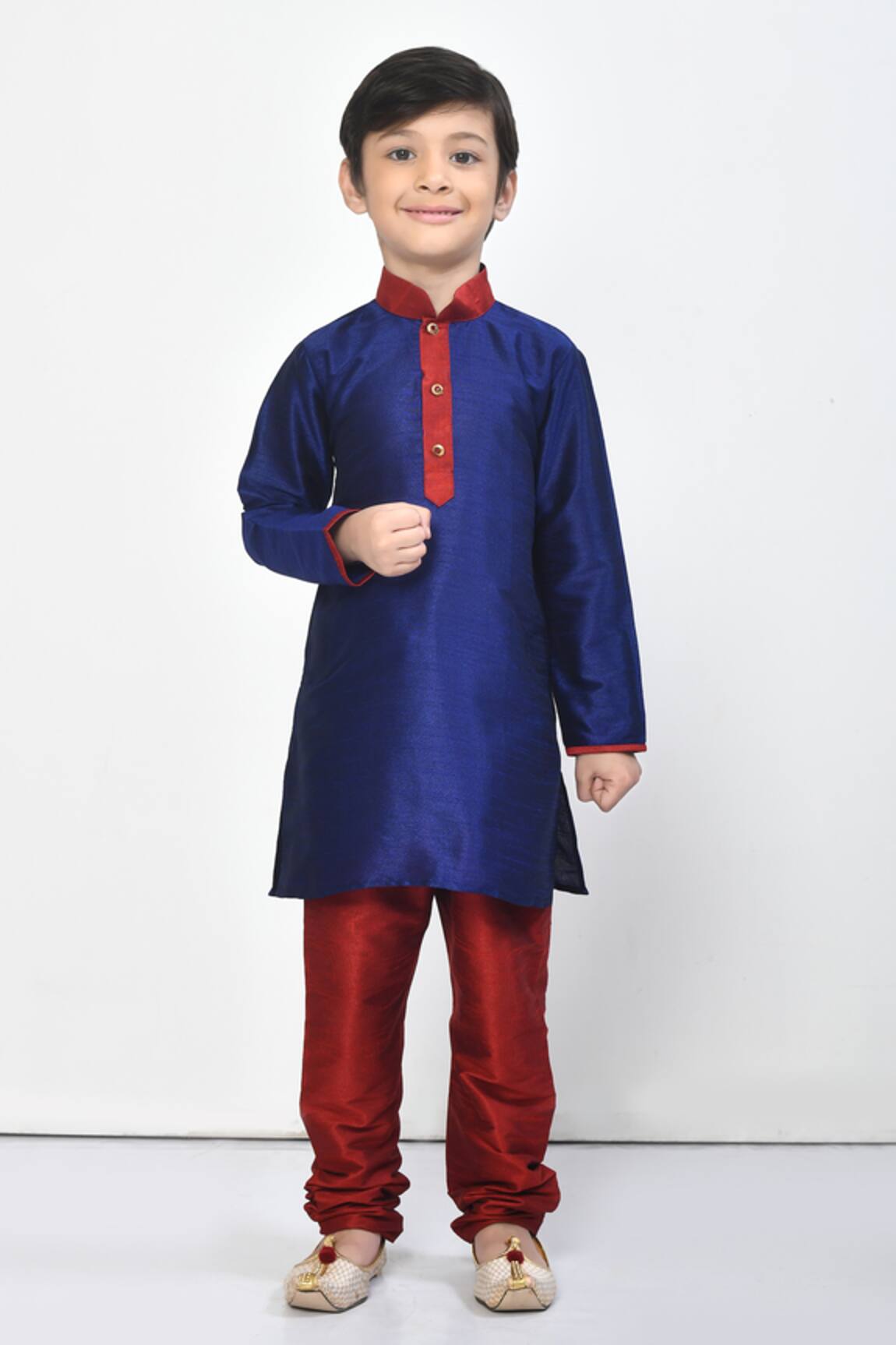 Samyukta Singhania Contrast Maroon Collar Straight Kurta Set 