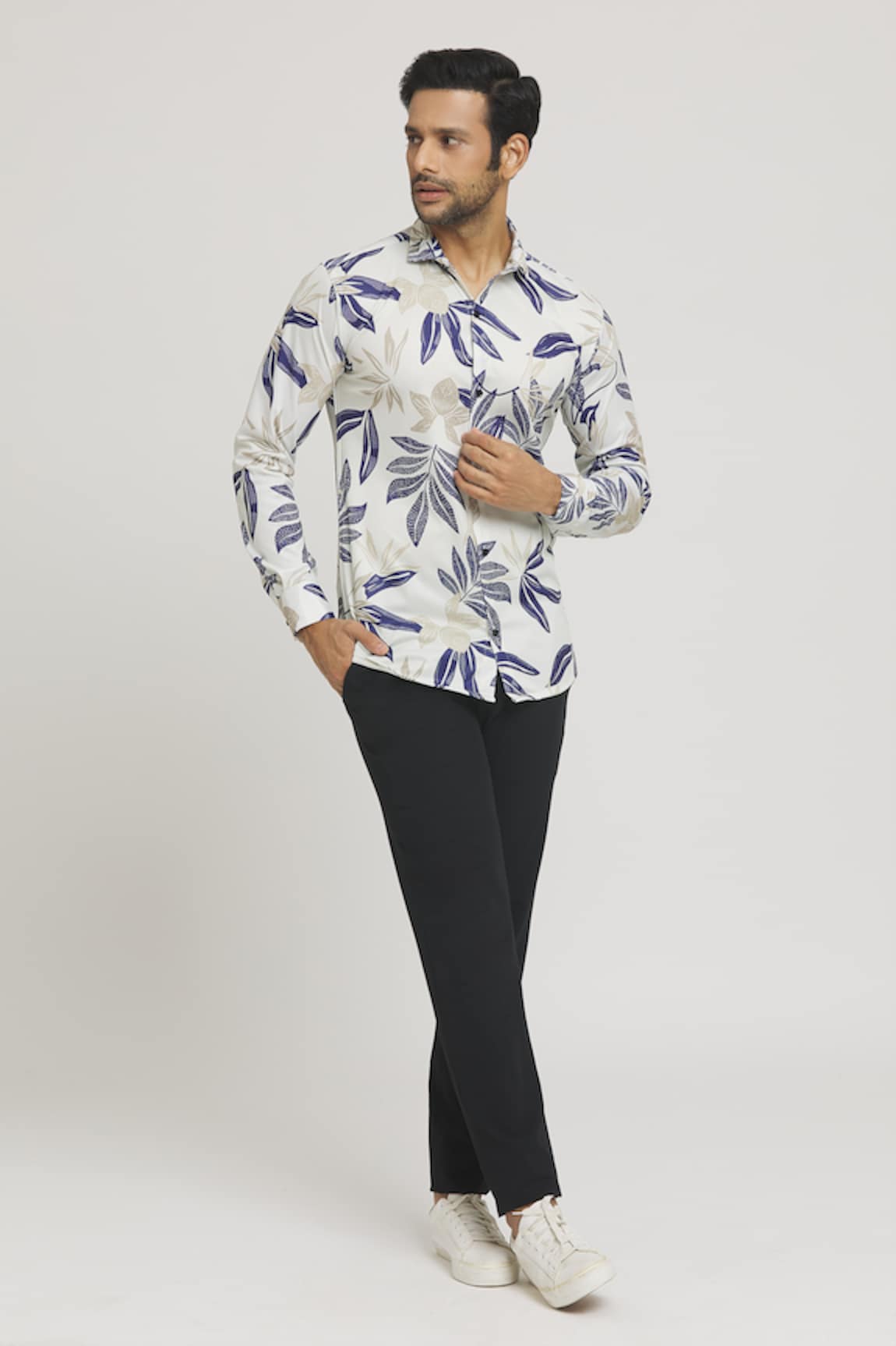 Arihant Rai Sinha Autumn Leaves Print Shirt