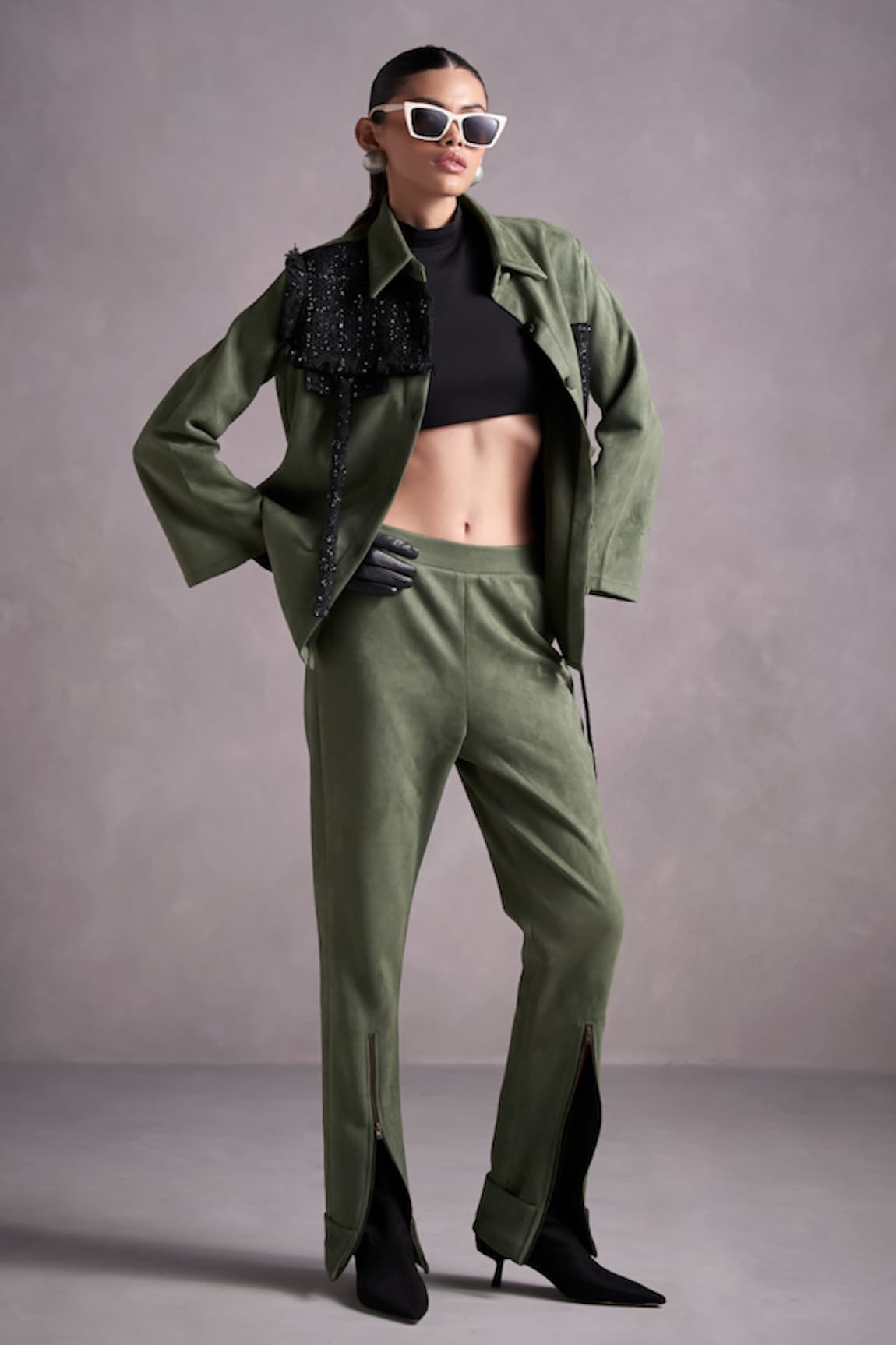 QALA CLOTHING Ivanna Panelled Jacket & Pant Set
