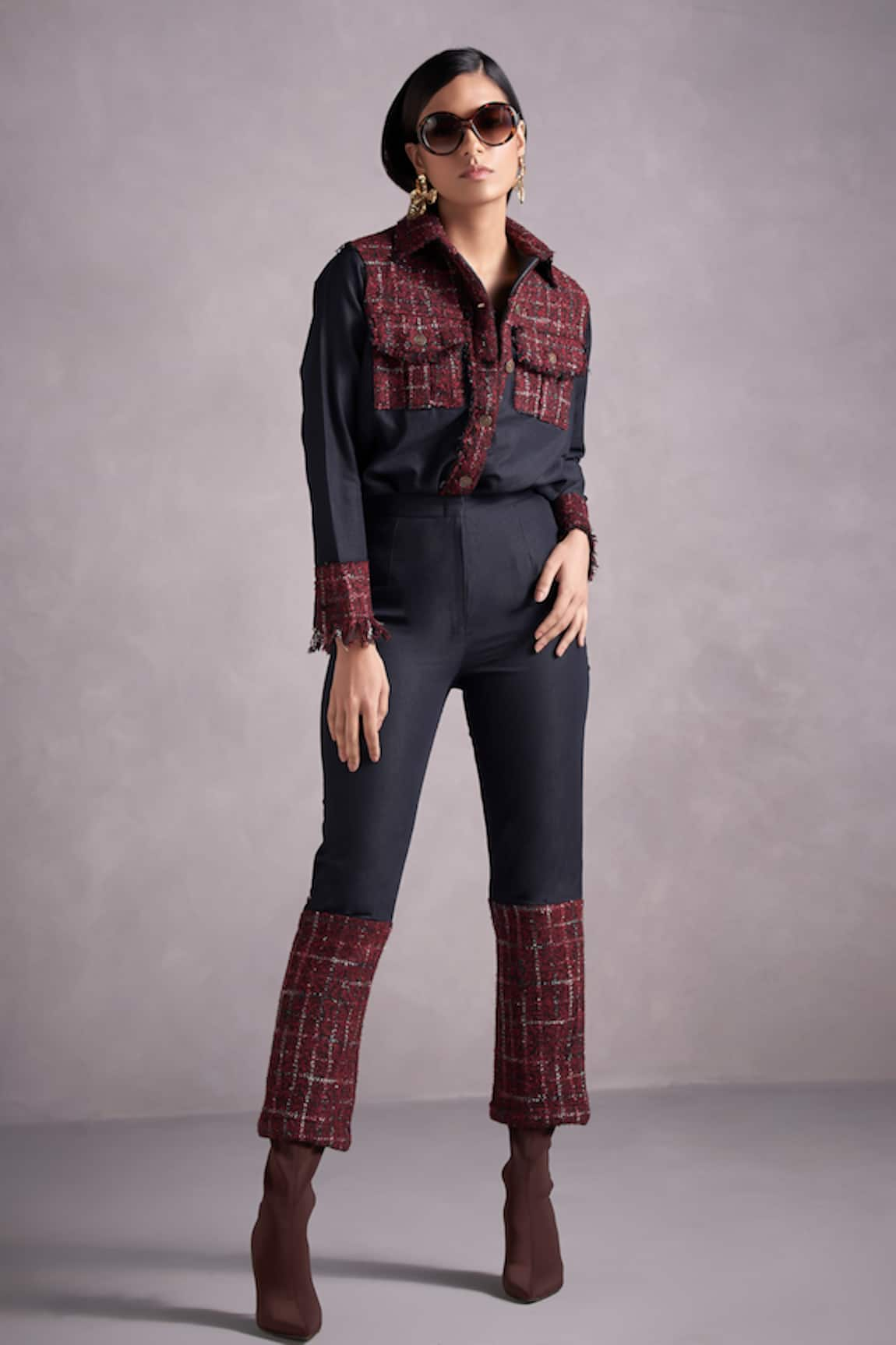 QALA CLOTHING Liza Panelled Shirt & Pant Set