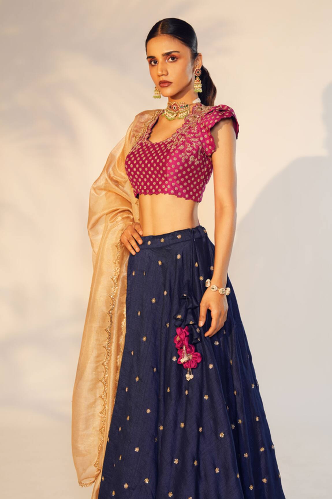 Anu Pellakuru Hand Embroidered Blouse Lehenga Set