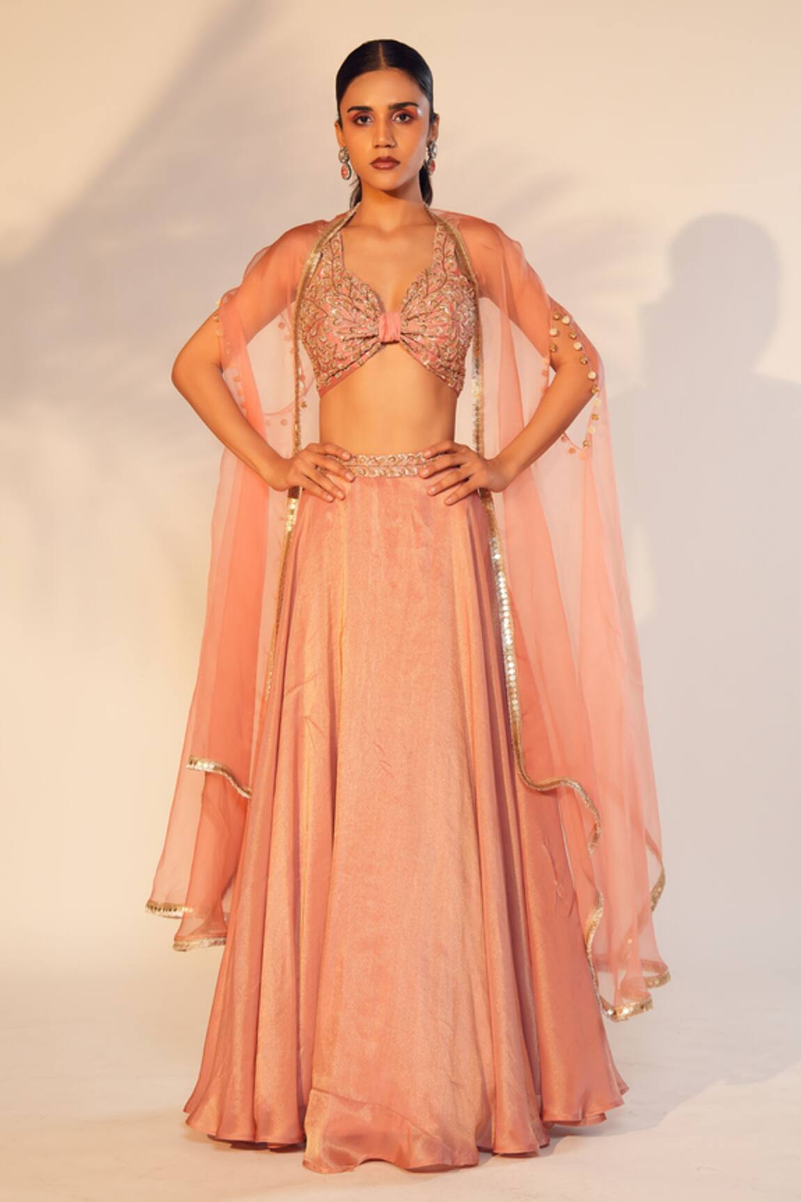 Anu Pellakuru Hand Embroidered Blouse Lehenga Set