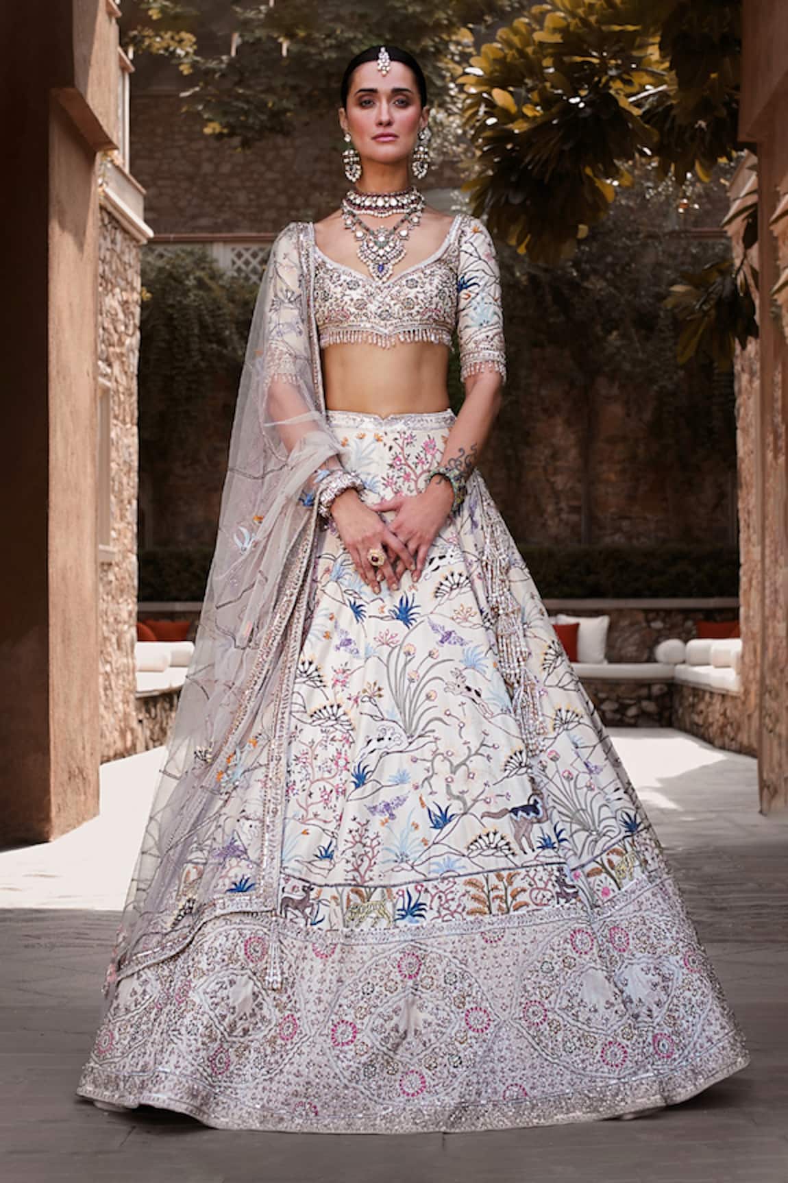 MATSYA Shikargah Resham Embroidered Bridal Lehenga Set