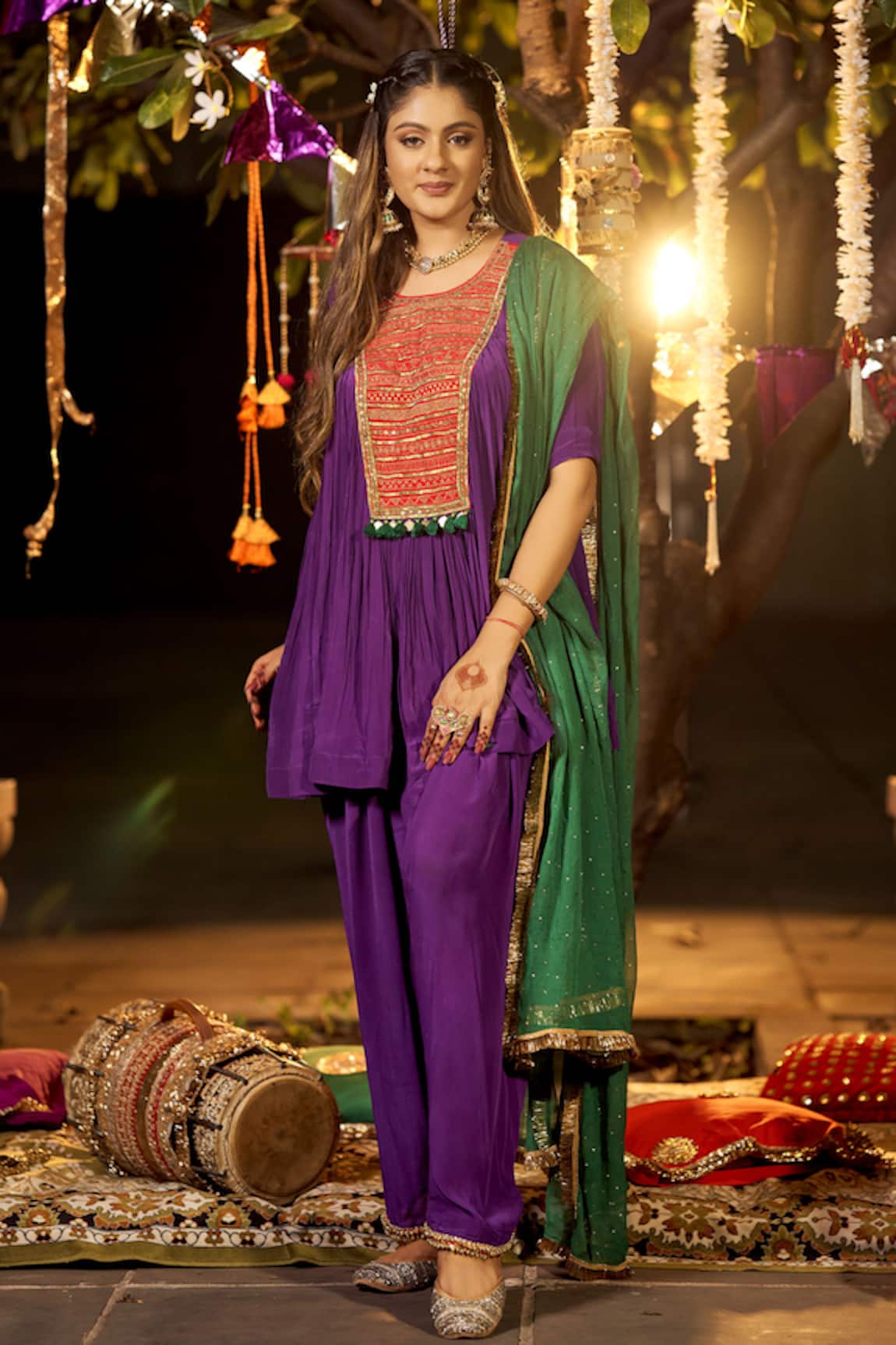 Nimbu Mirchi Embroidered Yoke Kurta Salwar Set 