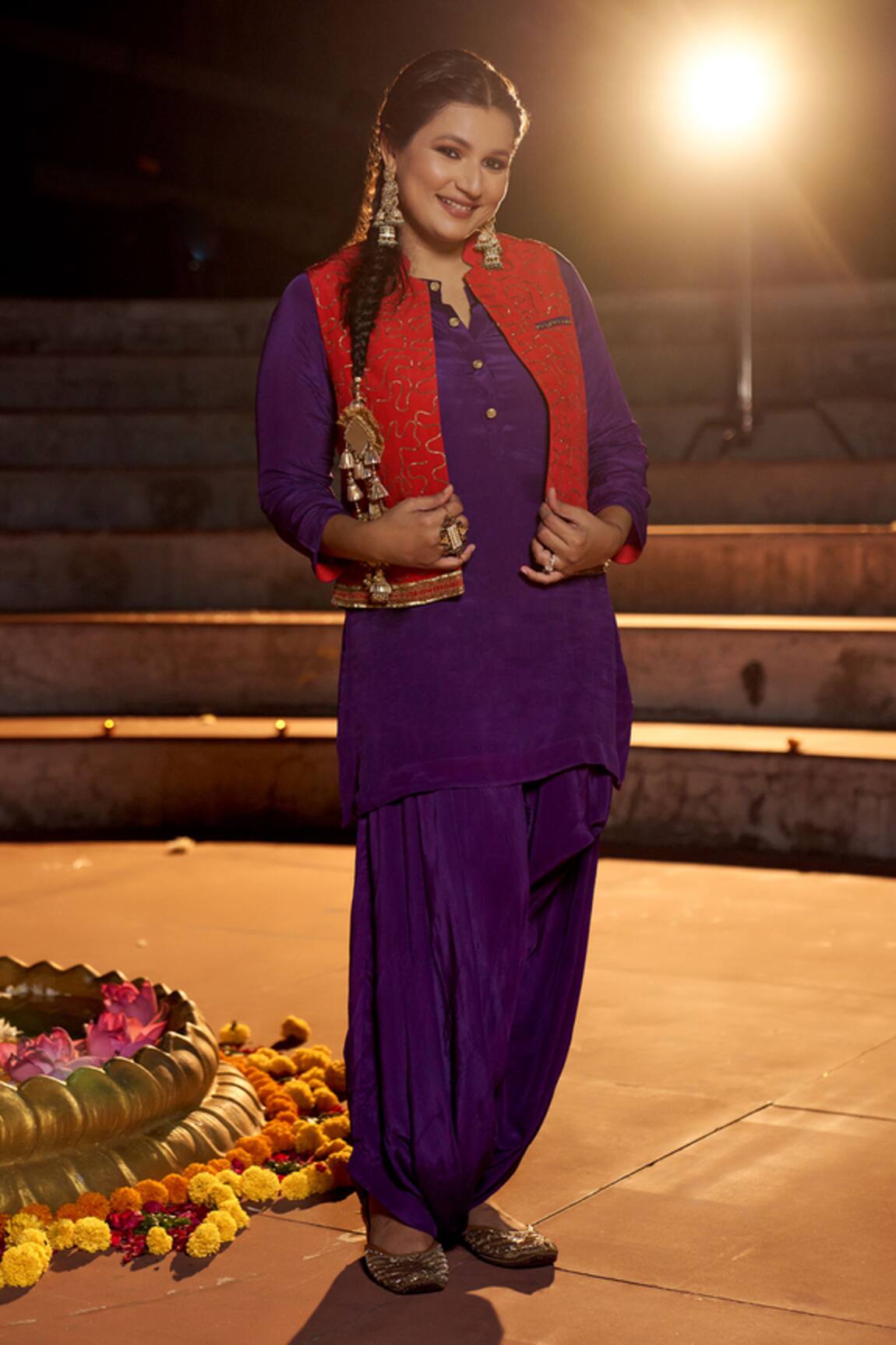 Nimbu Mirchi Zari Embroidered Jacket Harem Pant Set 