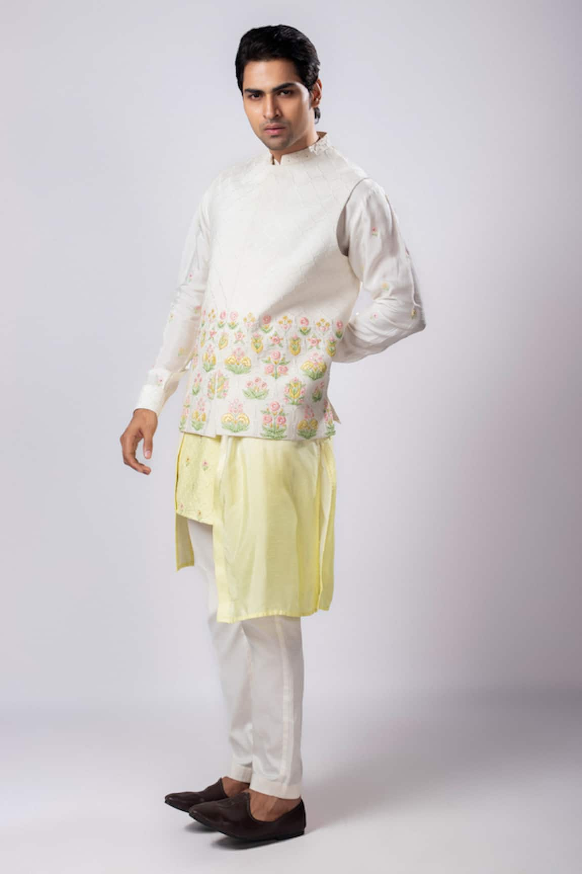 Smriti by Anju Agarwal Ahren Hand Embroidered Nehru Jacket