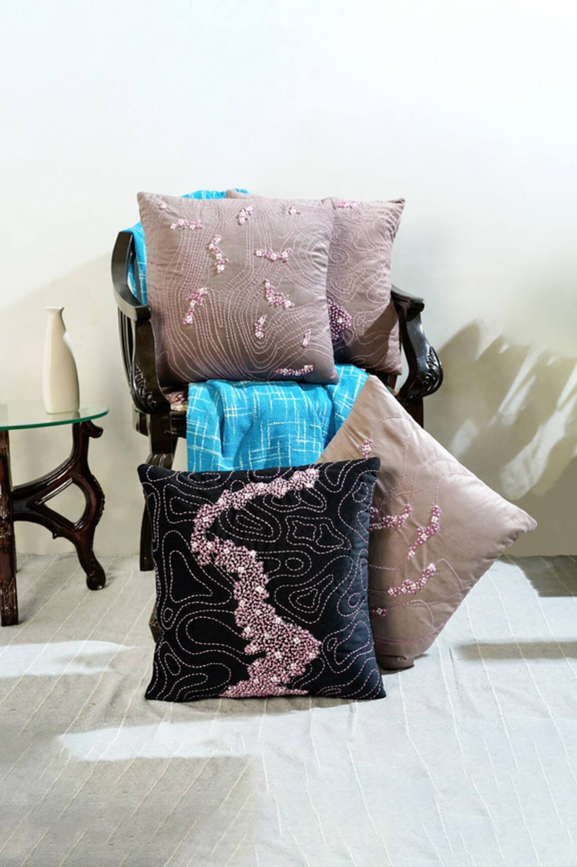 Mid July Home Memory Maze Embroidered Cushion Cover 4 Pcs Set 