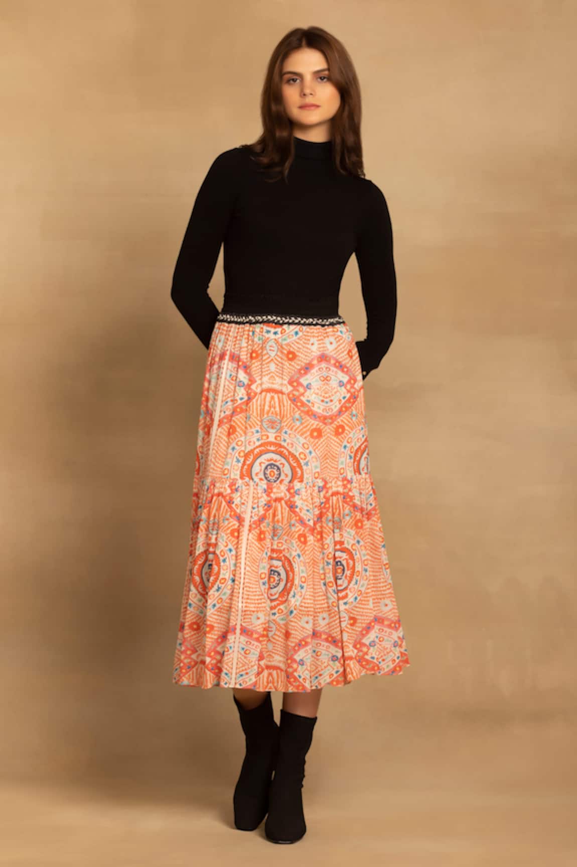Reena Sharma Samira Printed Tiered Skirt 
