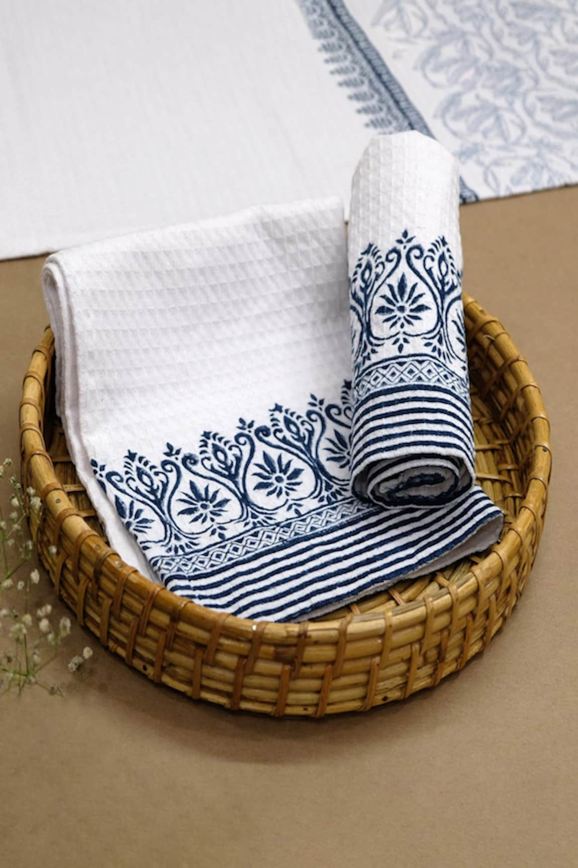 Design Gaatha Vintage Hand Block Print 4 Pcs Hand Towel Set