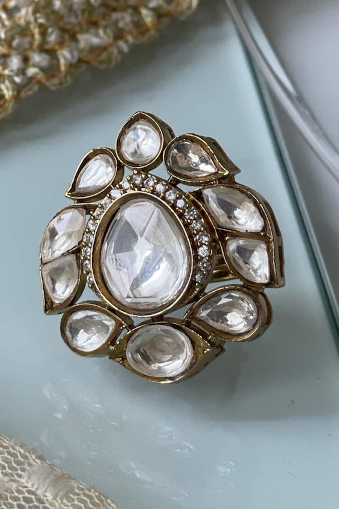 Studio6 Jewels Kundan Embellished Ring