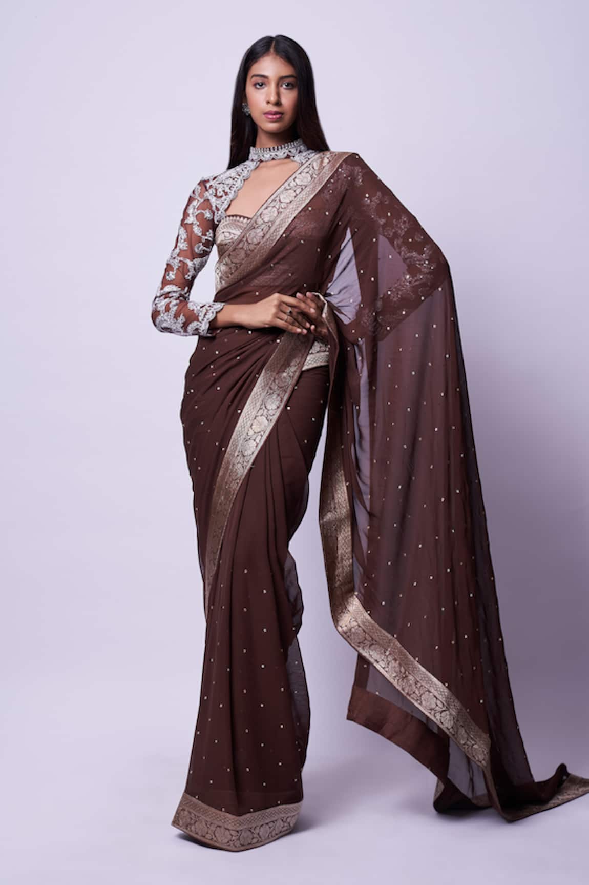 Kavitha Gutta Zari Embroidered Saree With Blouse