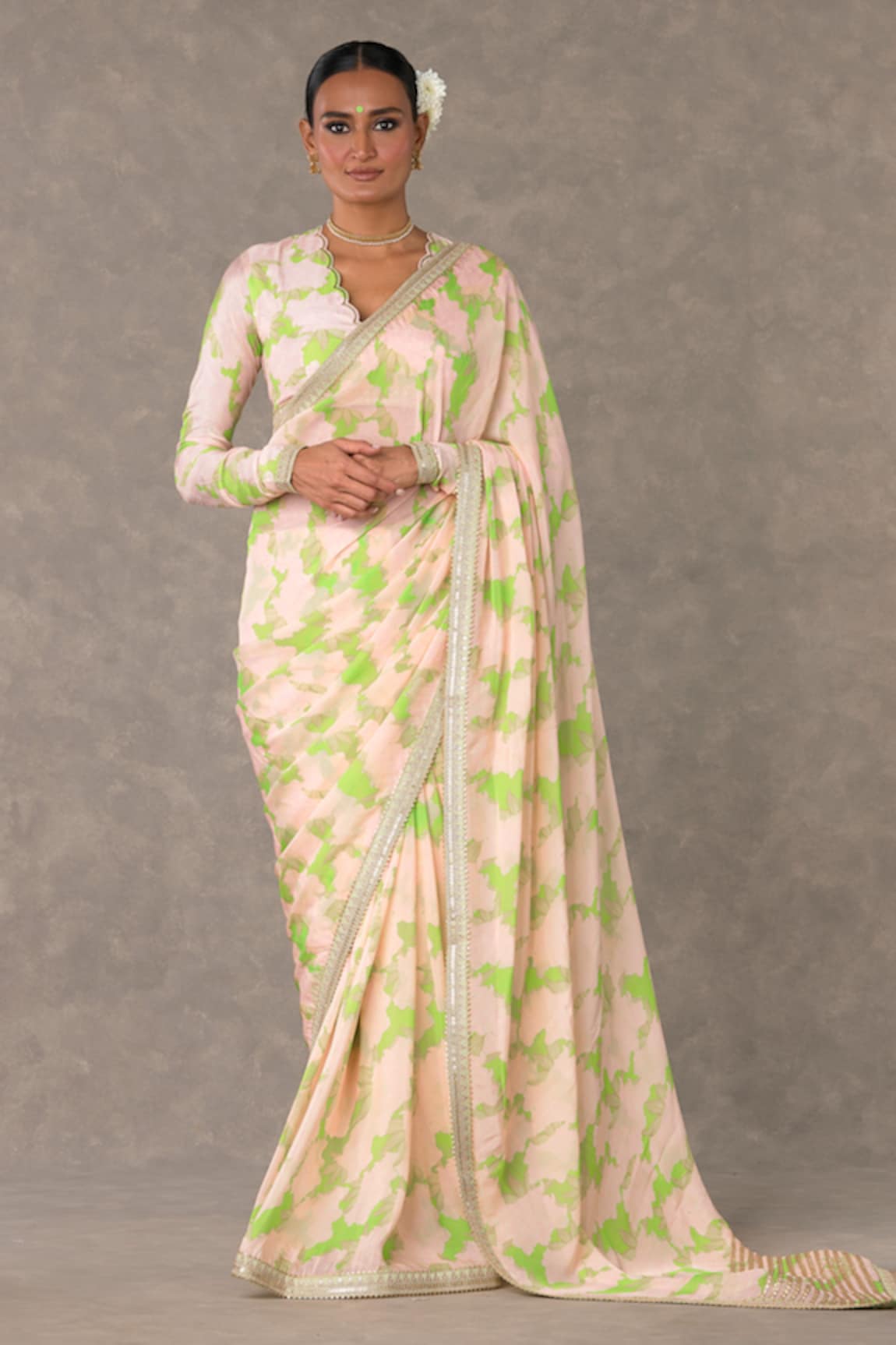 Masaba Candy Swirl Print Saree With Unstitched Blouse Piece