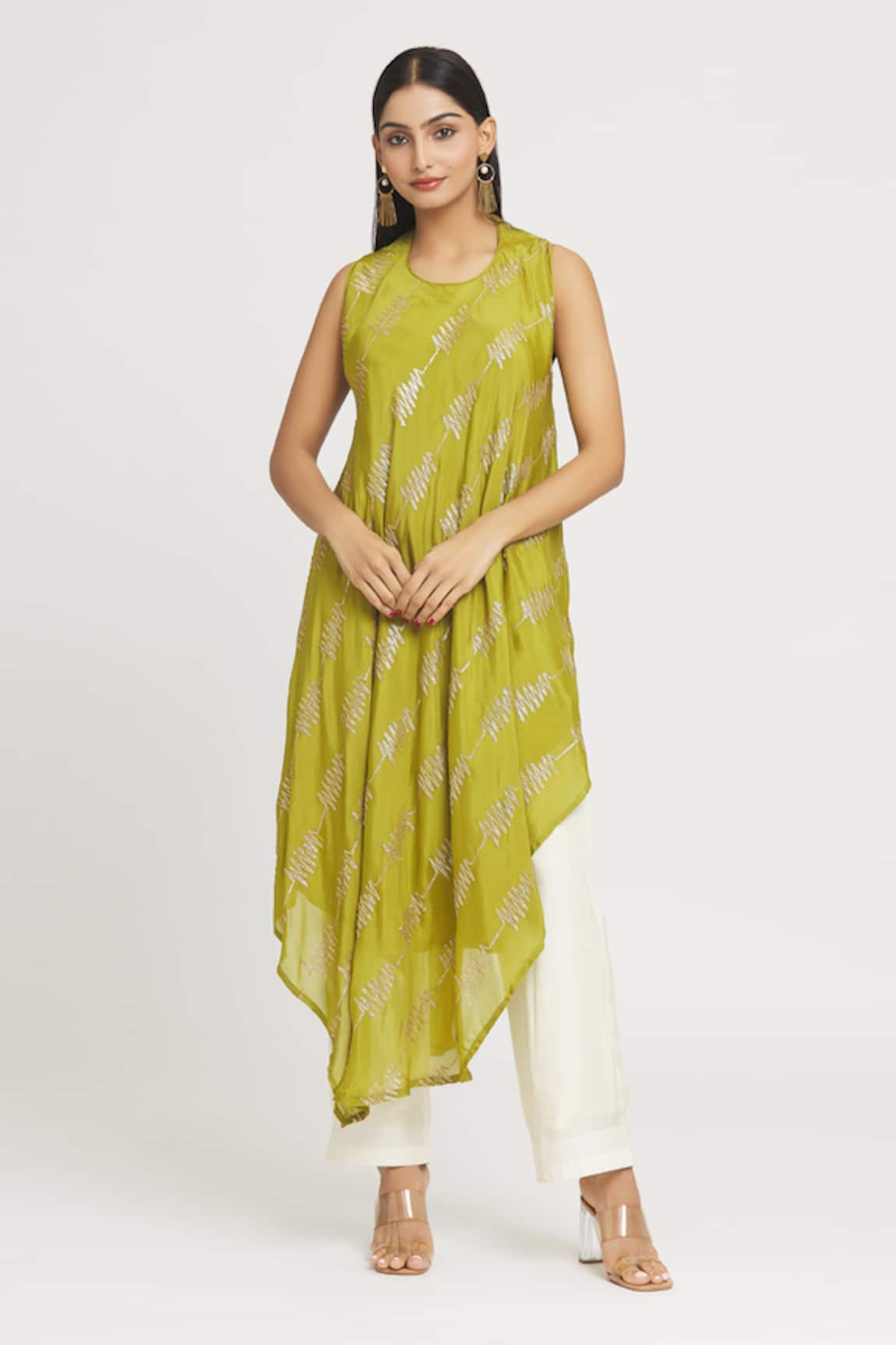 Label Lila Sequin Embellished Asymmetric Kurta