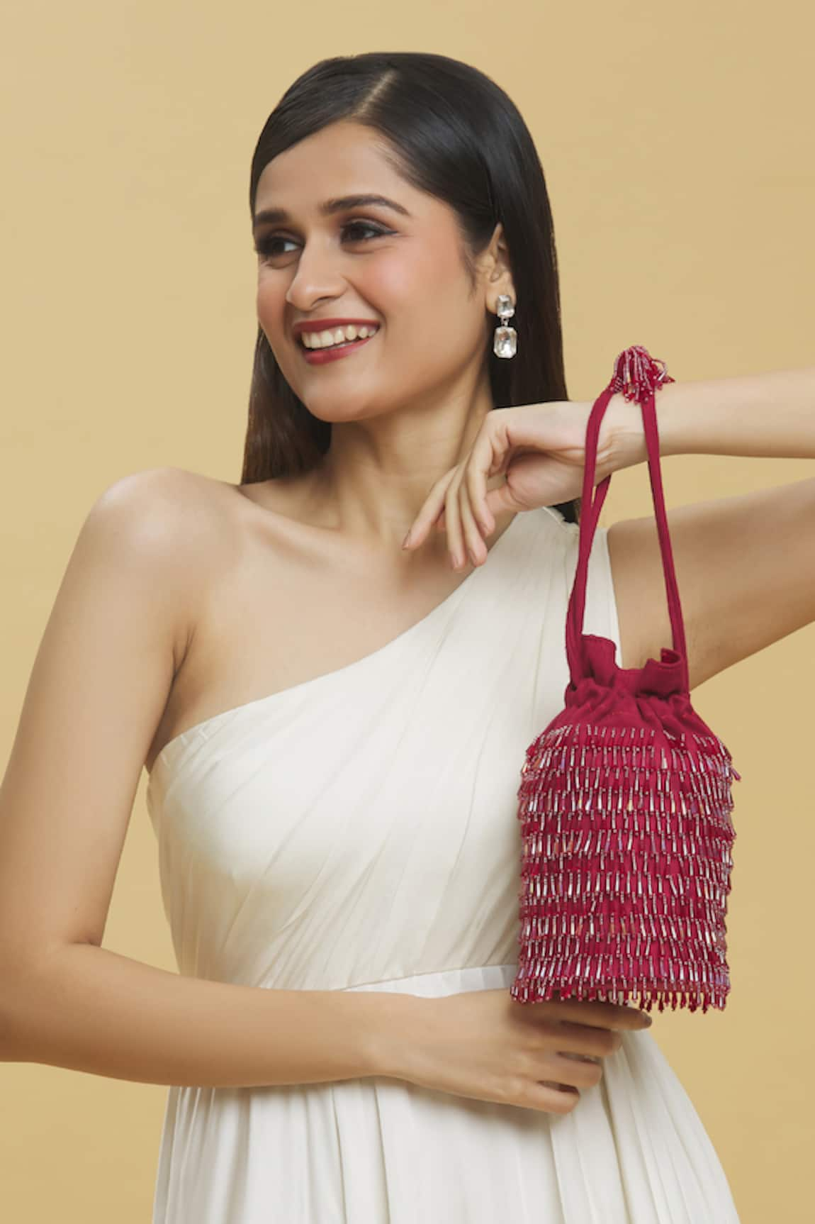 Anshu Goyal Crystal Tassel Embroidered Bag