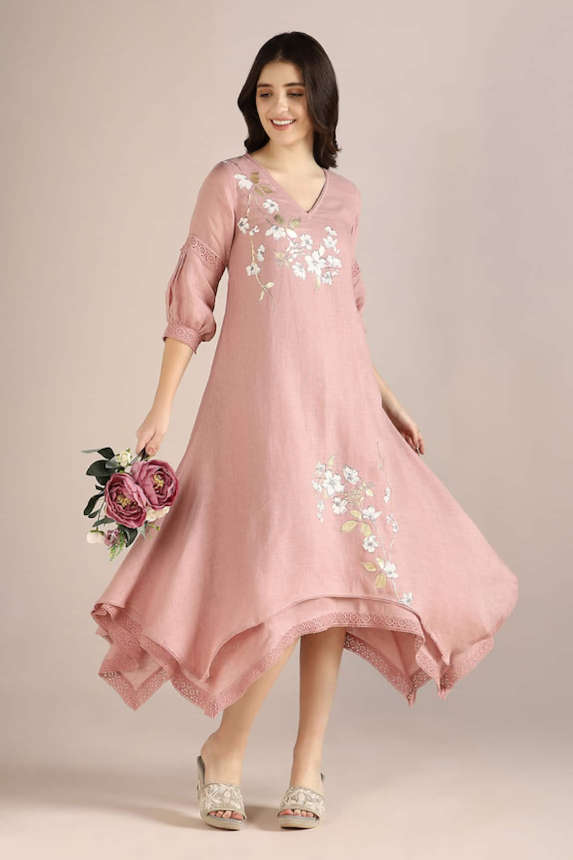 Kaveri Camelia Print Layered Dress 