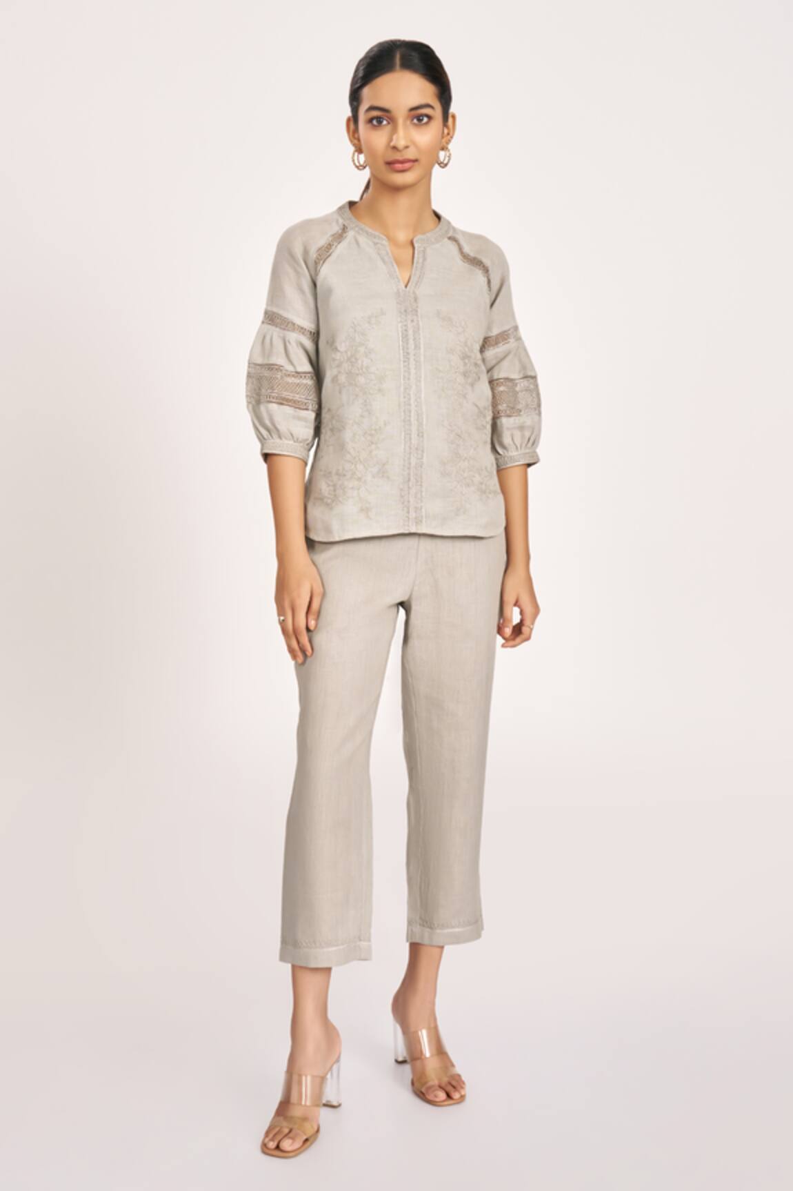 Kaveri Heart Strings Kismat Embroidered Linen Top 