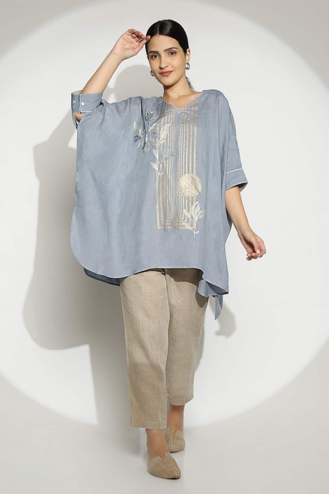 Kaveri Square Leaves Embellished Top & Pant Set 